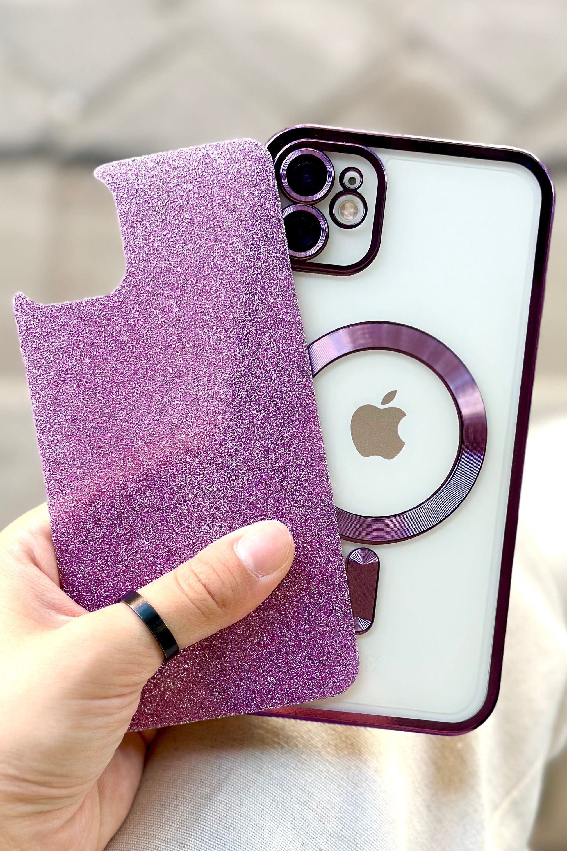 iPhone 12 Magsafe Özellikli Simli Kamera Korumalı Shimmer Kılıfı