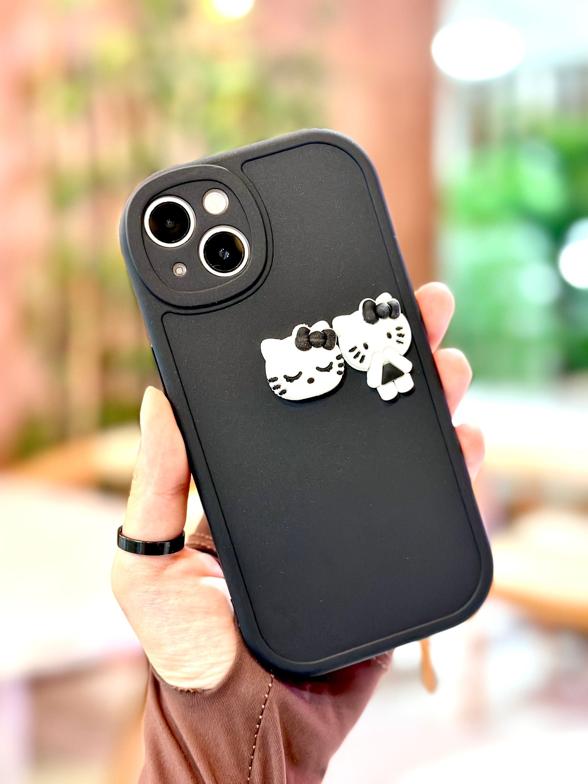 iPhone 14 Ayıcık Desenli Sevimli 3 Boyutlu Tatlı Şirin Kamera Korumalı Silikon Shape Kılıf