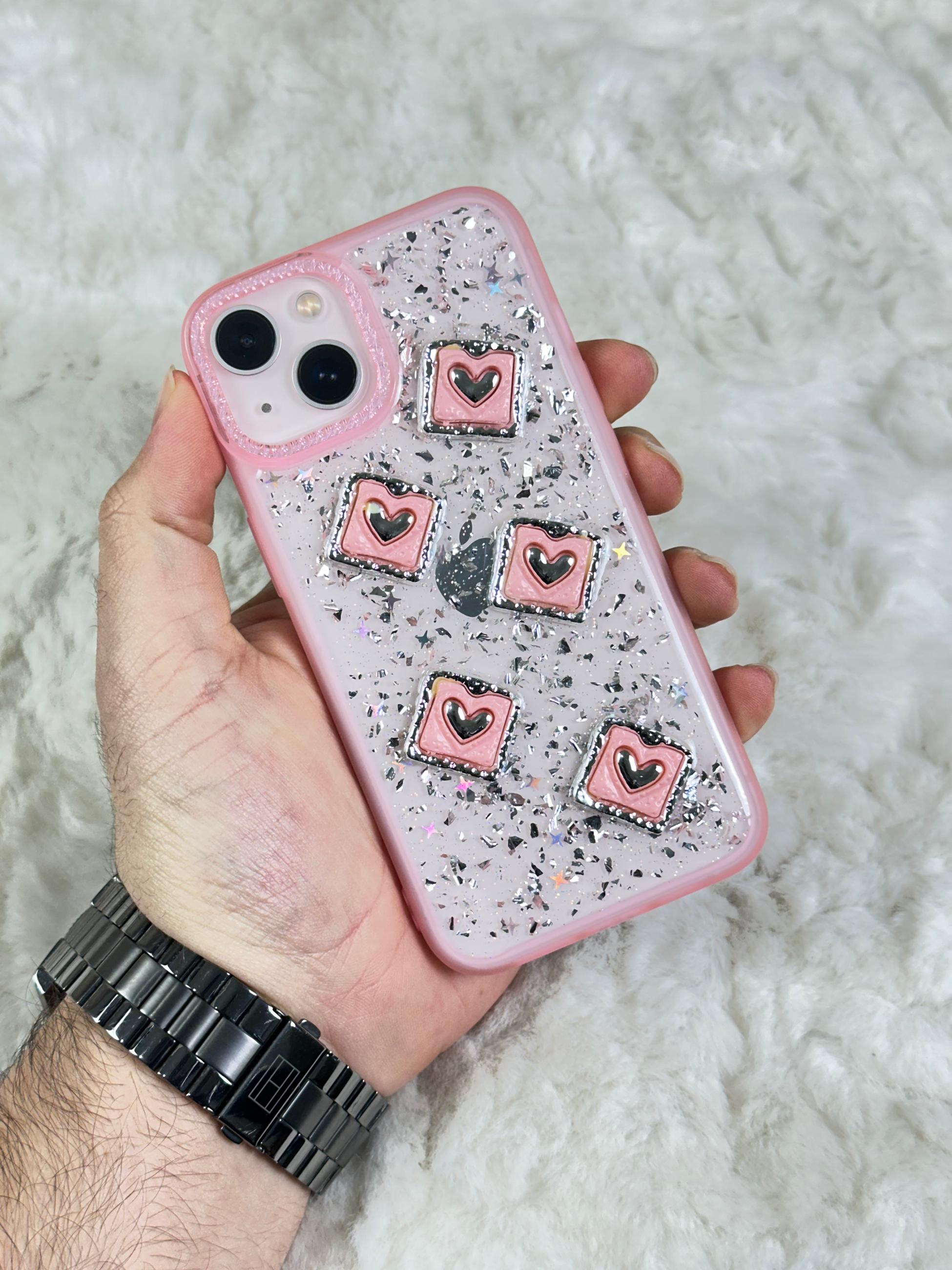 iPhone 13 Şeffaf Parlak Taşlı Glitter Kılıf