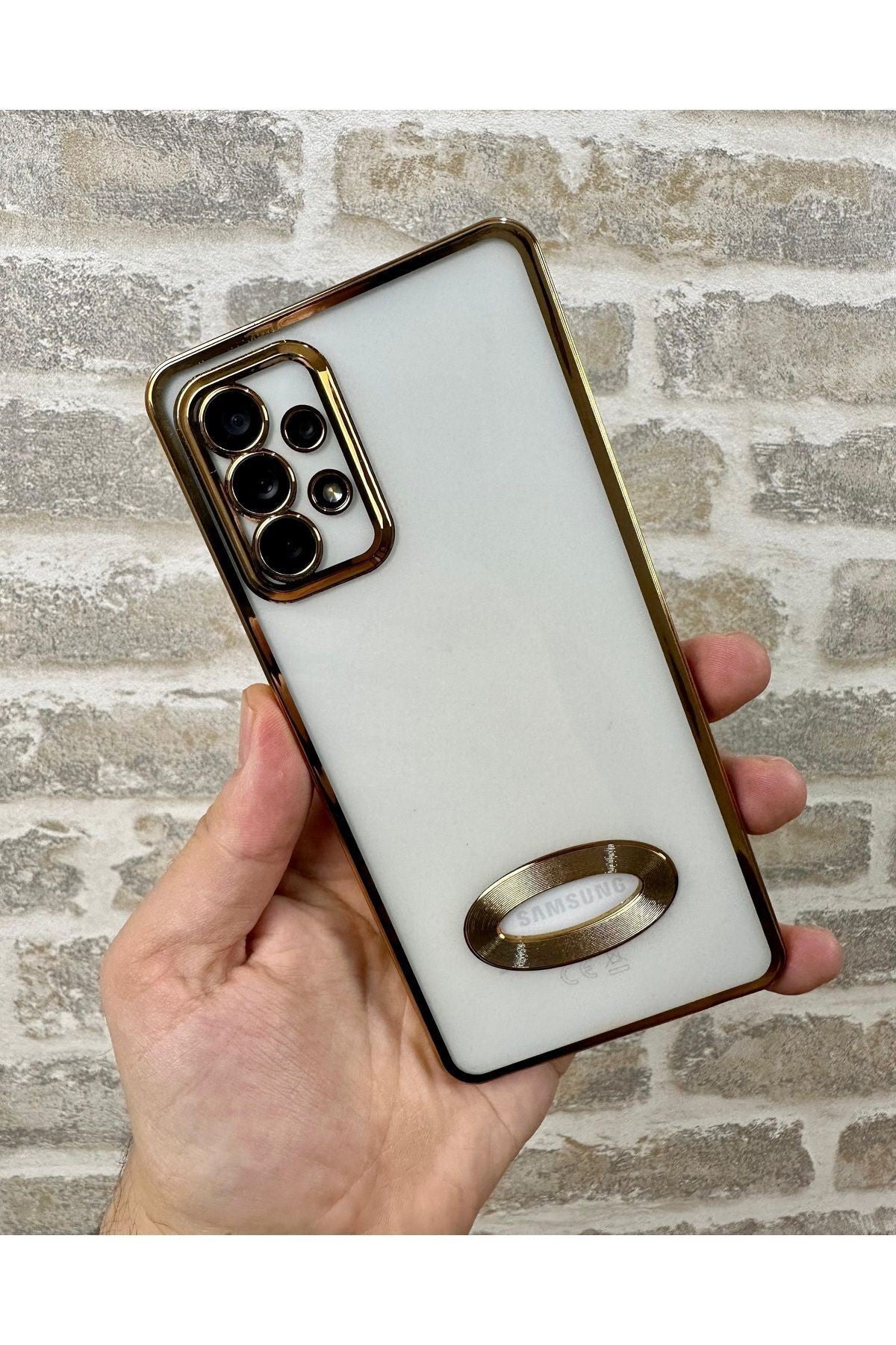 Samsung Galaxy A52/A52S Logo Detaylı Kenarları Renkli Kamera Korumalı Luxury MegaVip Kılıf