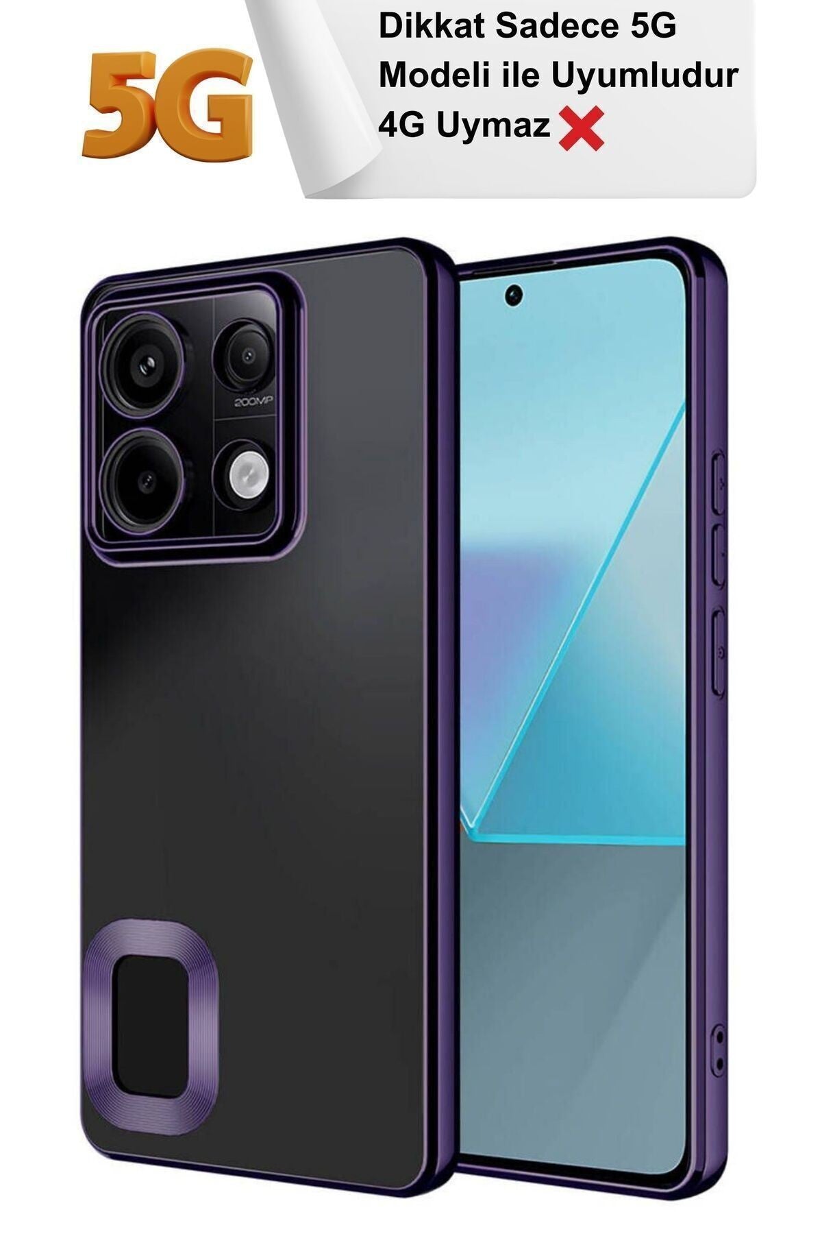 Xiaomi Redmi Note 13 Pro 5G Kamera Korumalı Arkası Şeffaf Kenarları Renkli Logo Gösteren Megavip