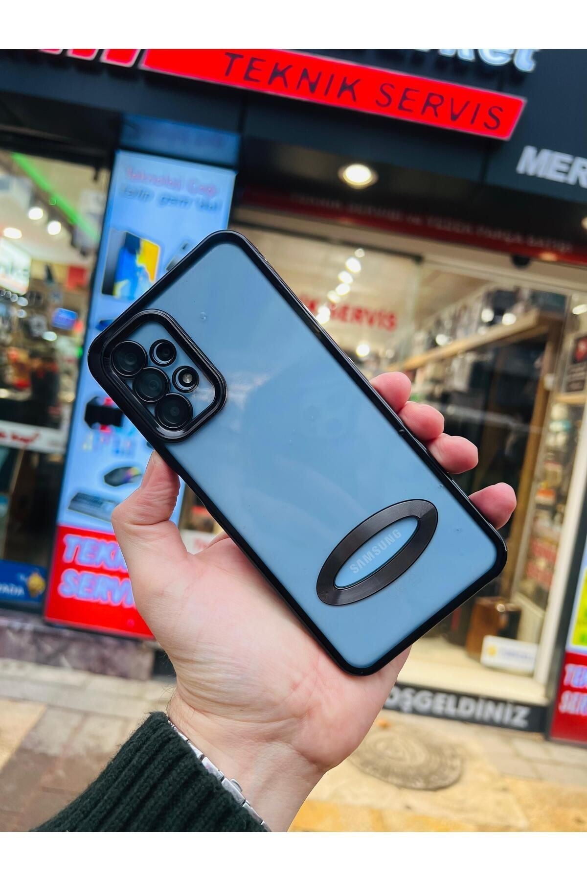 Samsung Galaxy A34 Logo Detaylı Kenarları Renkli Kamera Korumalı Luxury Megavip Kılıf