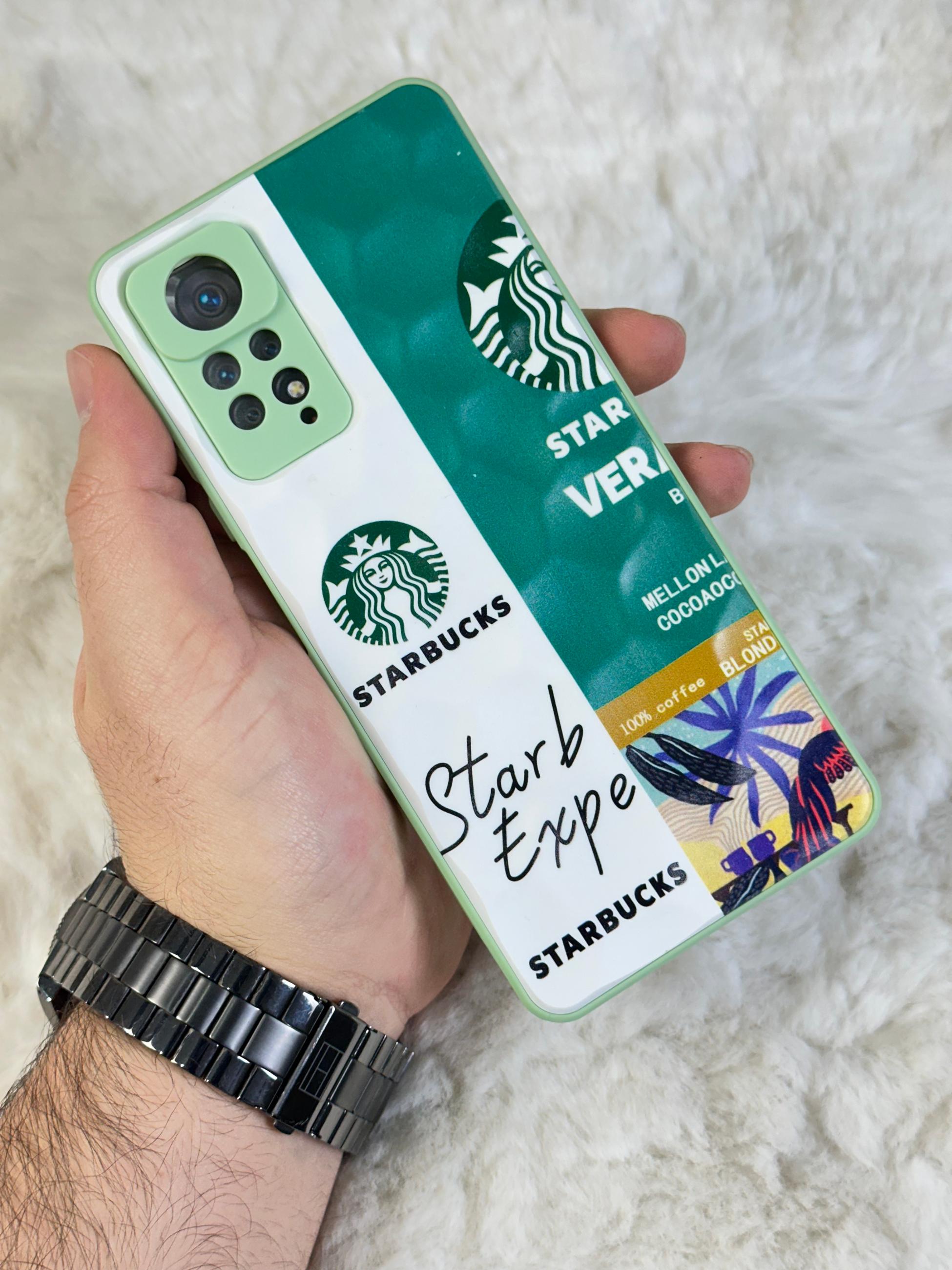 Xiaomi Note 11 Pro uyumlu Arkası Sert Kapaklı Yanları Silikonlu Starbucks-Nike Kılıf