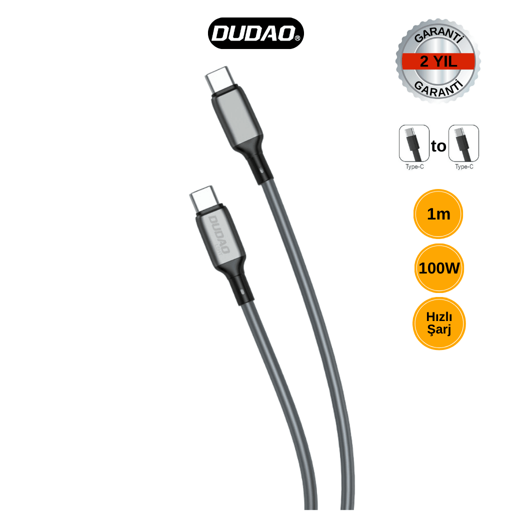 DUDAO L5HT Type-C to type-C 100W Hızlı Şarj Destekli Kablo (1 Metre)