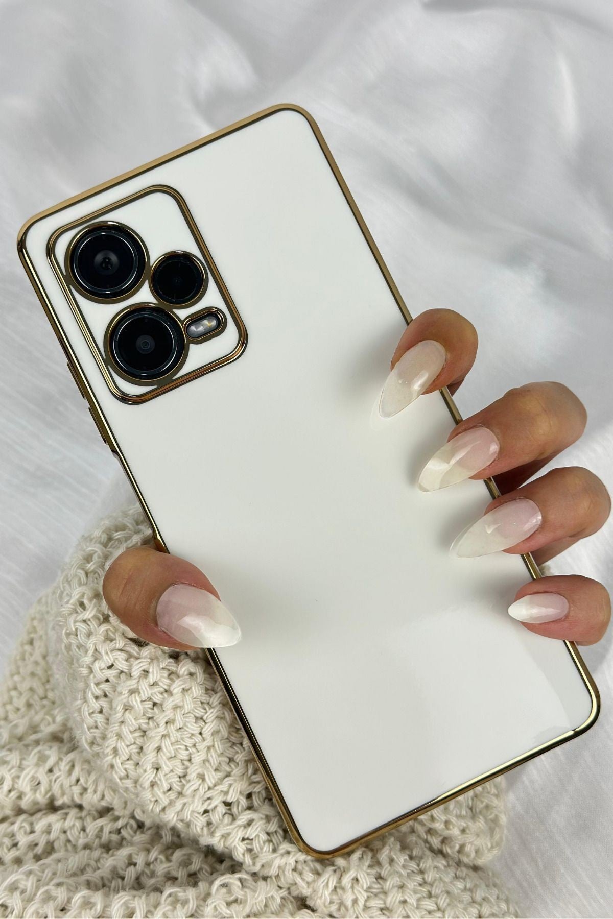 Xiaomi Redmi Note 12 Pro 5G Gold Kenarlı Parlak Kamera Korumalı Bark Kılıf