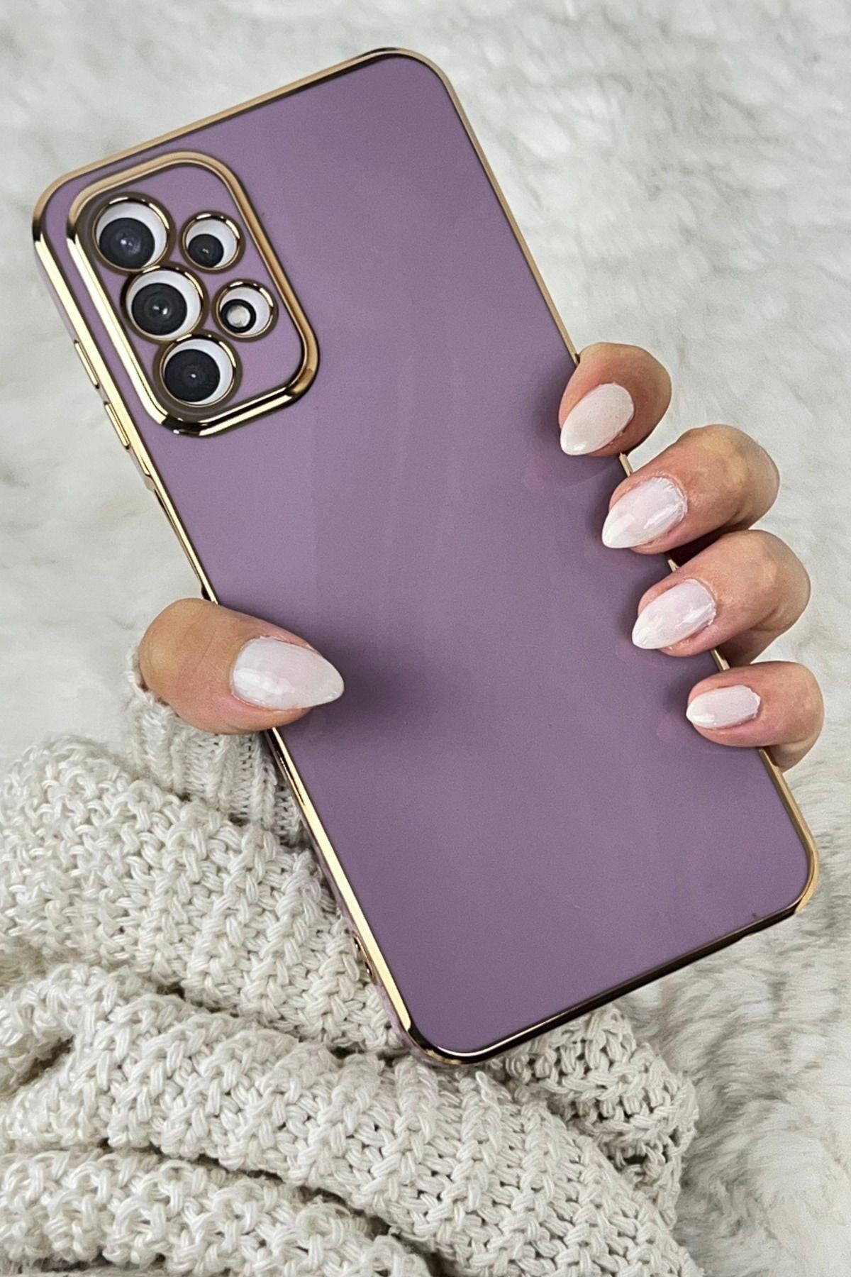 Samsung A23 Gold Kenarlı Parlak Kamera Korumalı Bark Kılıf