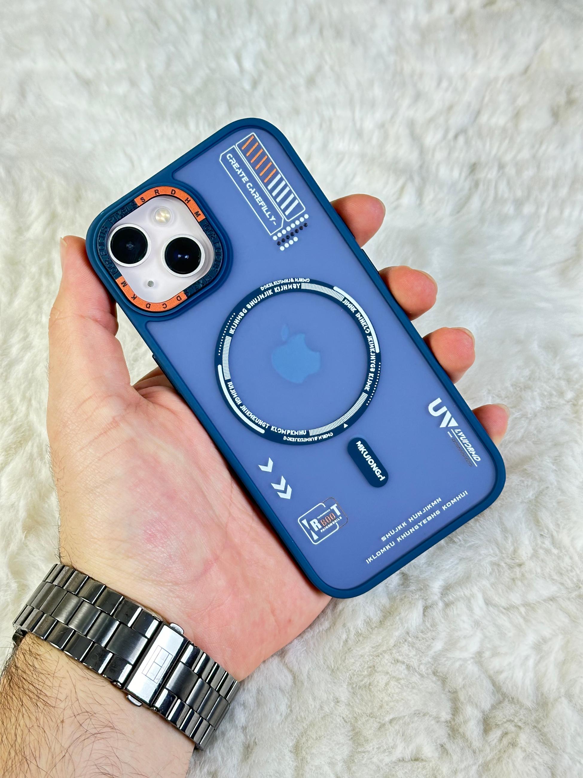 Apple iPhone 15 ile Uyumlu Magsafe Wireless Şarj Özellikli Desenli Tiger Kılıf