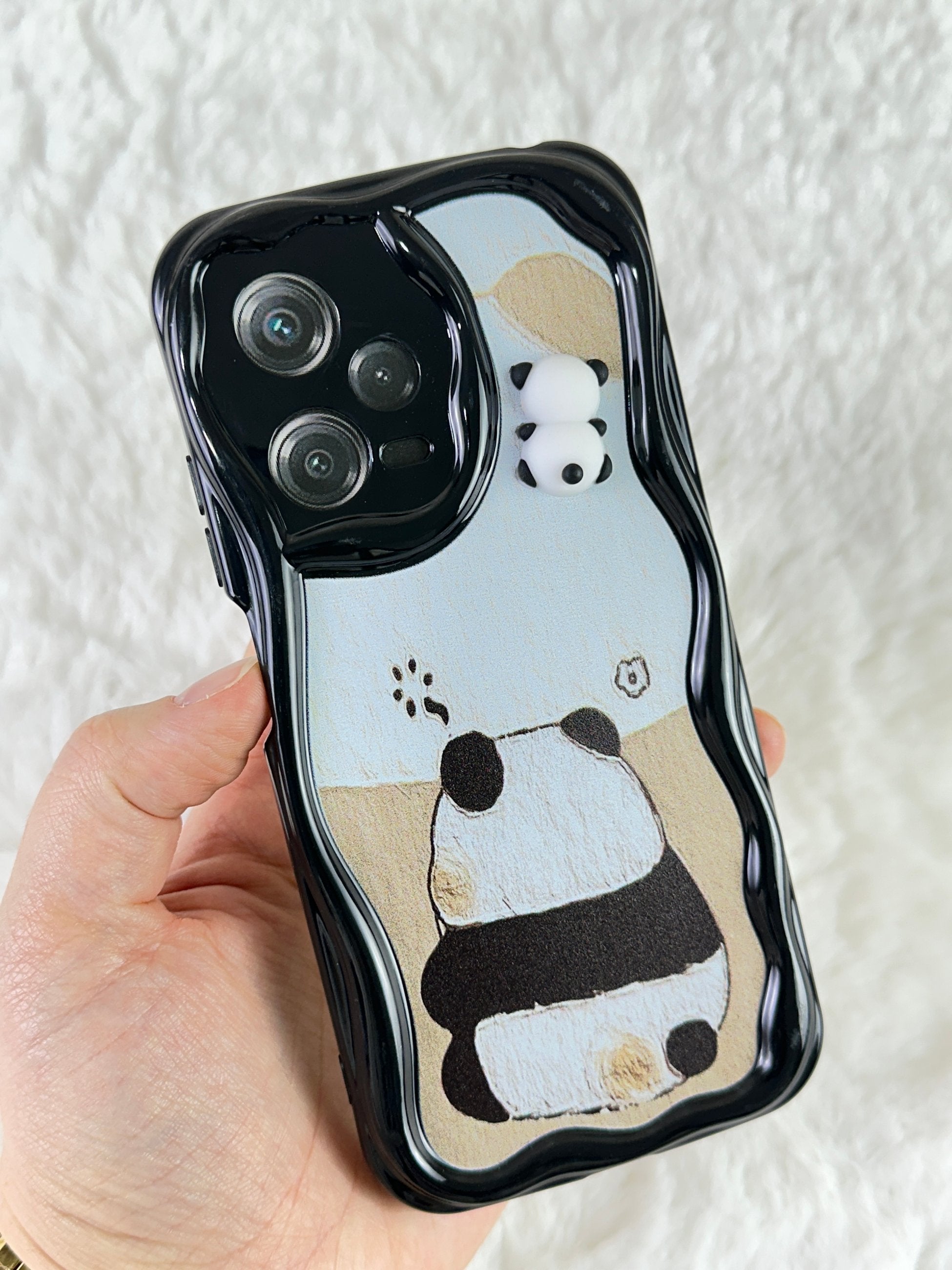 Redmi Note 12 Pro 5G Sevimli Ayıcık Panda Desenli 3 Boyutlu Şirin Parlak Tasarım Panda Kılıf