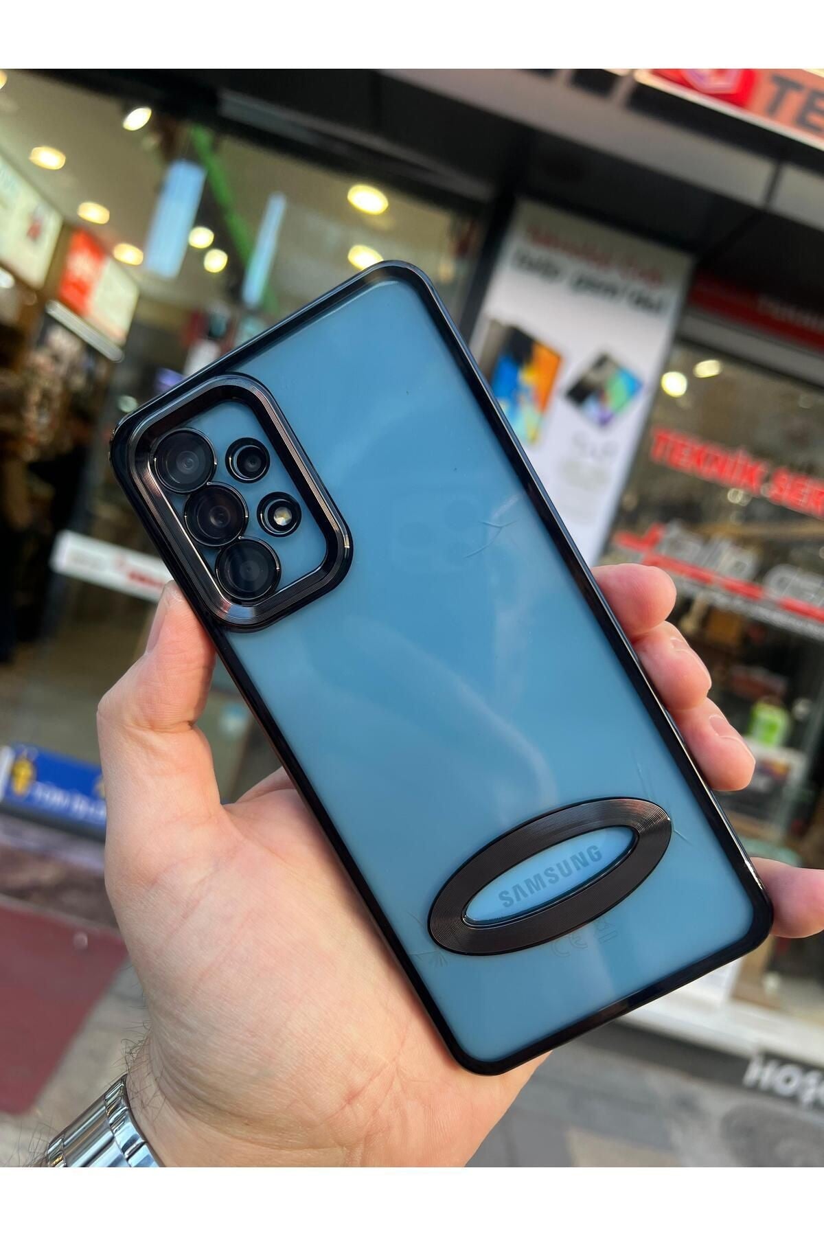 Samsung A23 Kılıf Logo Detaylı Kenarları Renkli Kamera Korumalı Luxury Megavip Kılıf