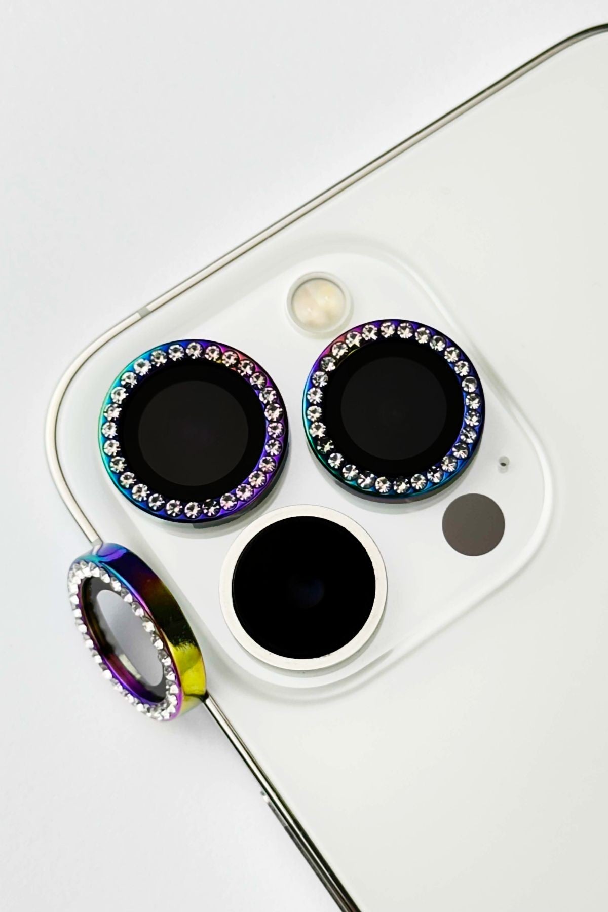 iPhone 14 Pro Max ve 14 Pro Uyumlu Swarovski Taşlı Kamera Lens Koruyucu