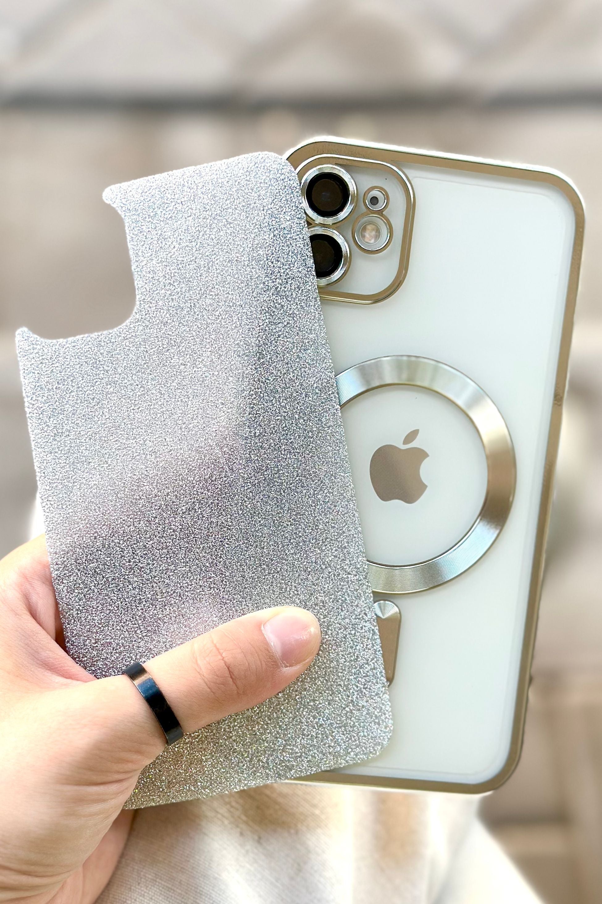 iPhone 12 Magsafe Özellikli Simli Kamera Korumalı Shimmer Kılıfı