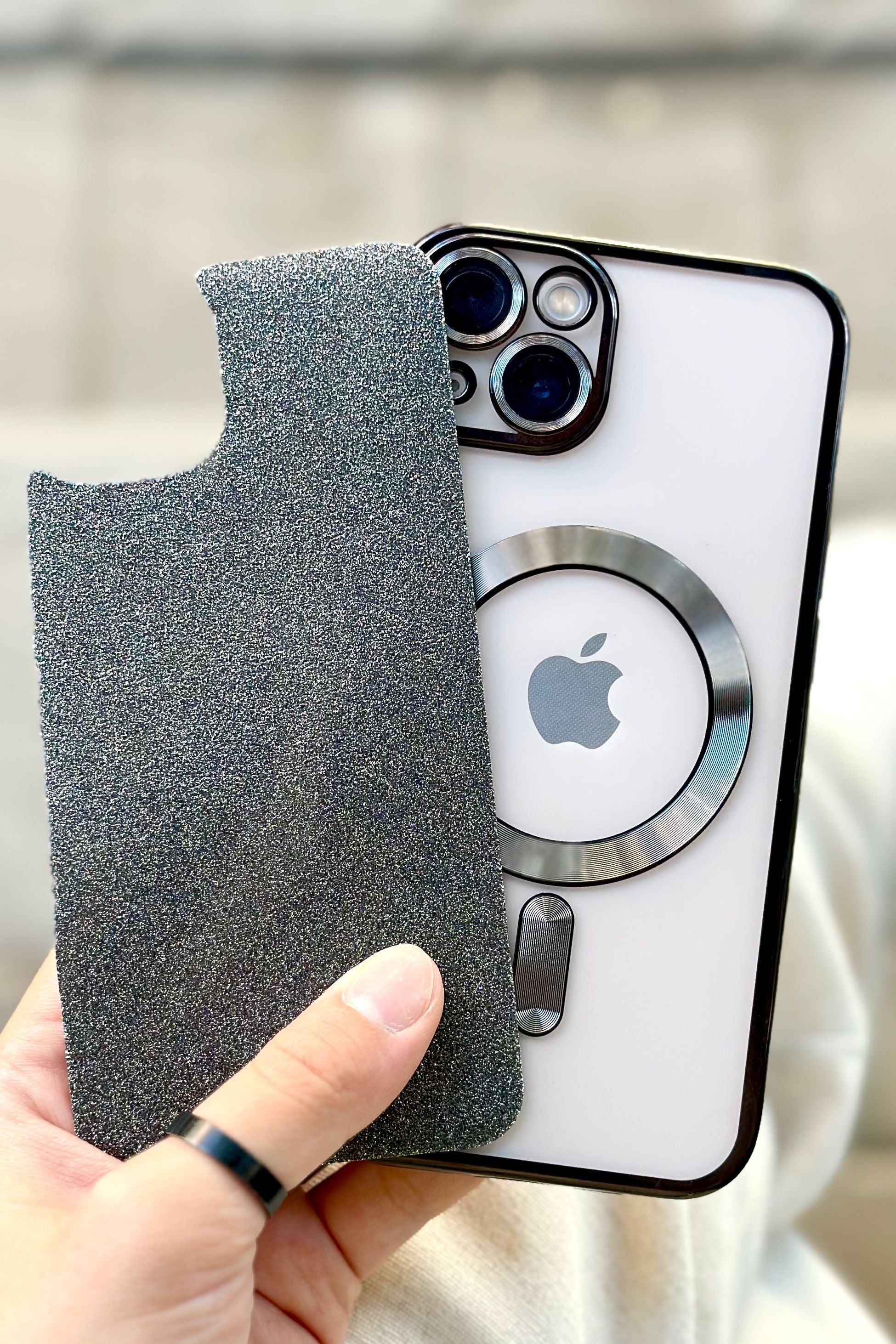 iPhone 15 Magsafe Özellikli Simli Kamera Korumalı Shimmer Kılıfı