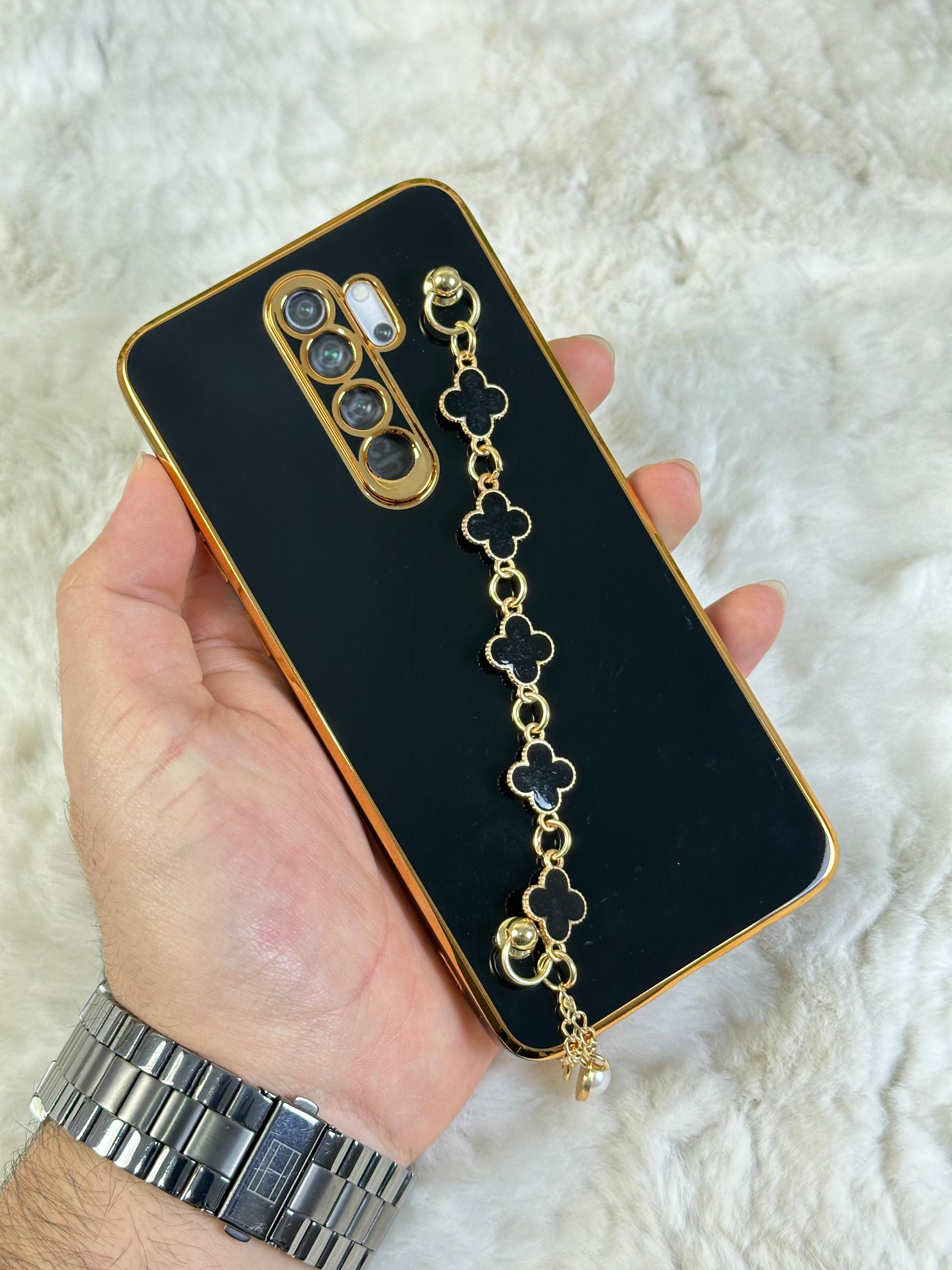 Xiaomi Redmi Note 8 Pro Gold Kenarlı Parlak Kamera Korumalı Elçek Kılıf