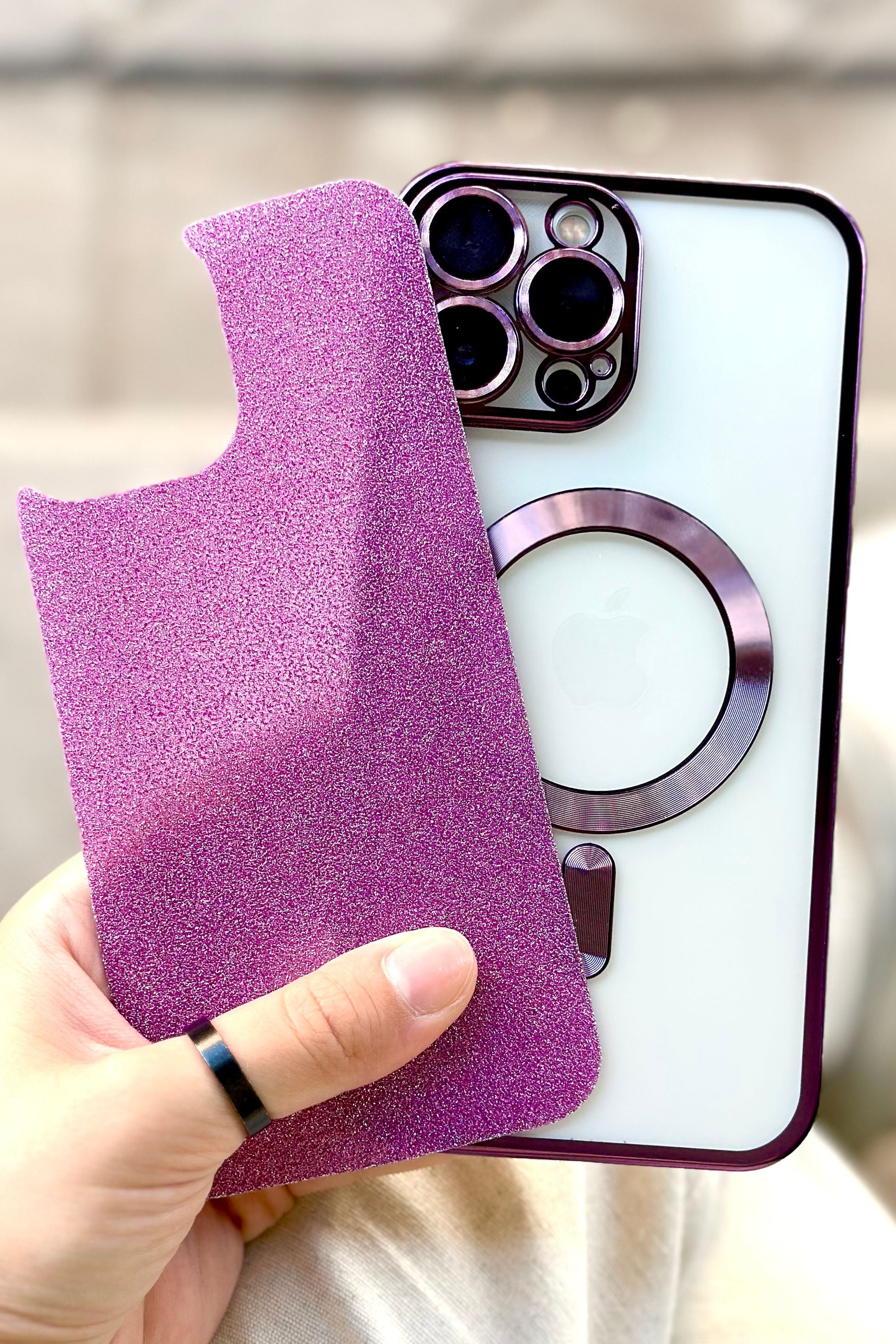 iPhone 15 Pro Max Magsafe Özellikli Simli Kamera Korumalı Shimmer Kılıfı