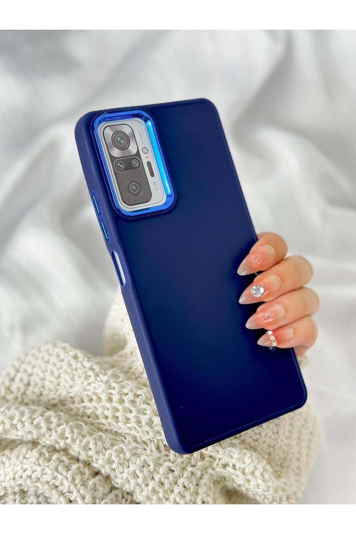 Xiaomi Redmi Note 10 Pro Parlak Metal Detaylı Tuşu Kolay Basmalı Lansman Pastel Silikon Ruby Kılıf