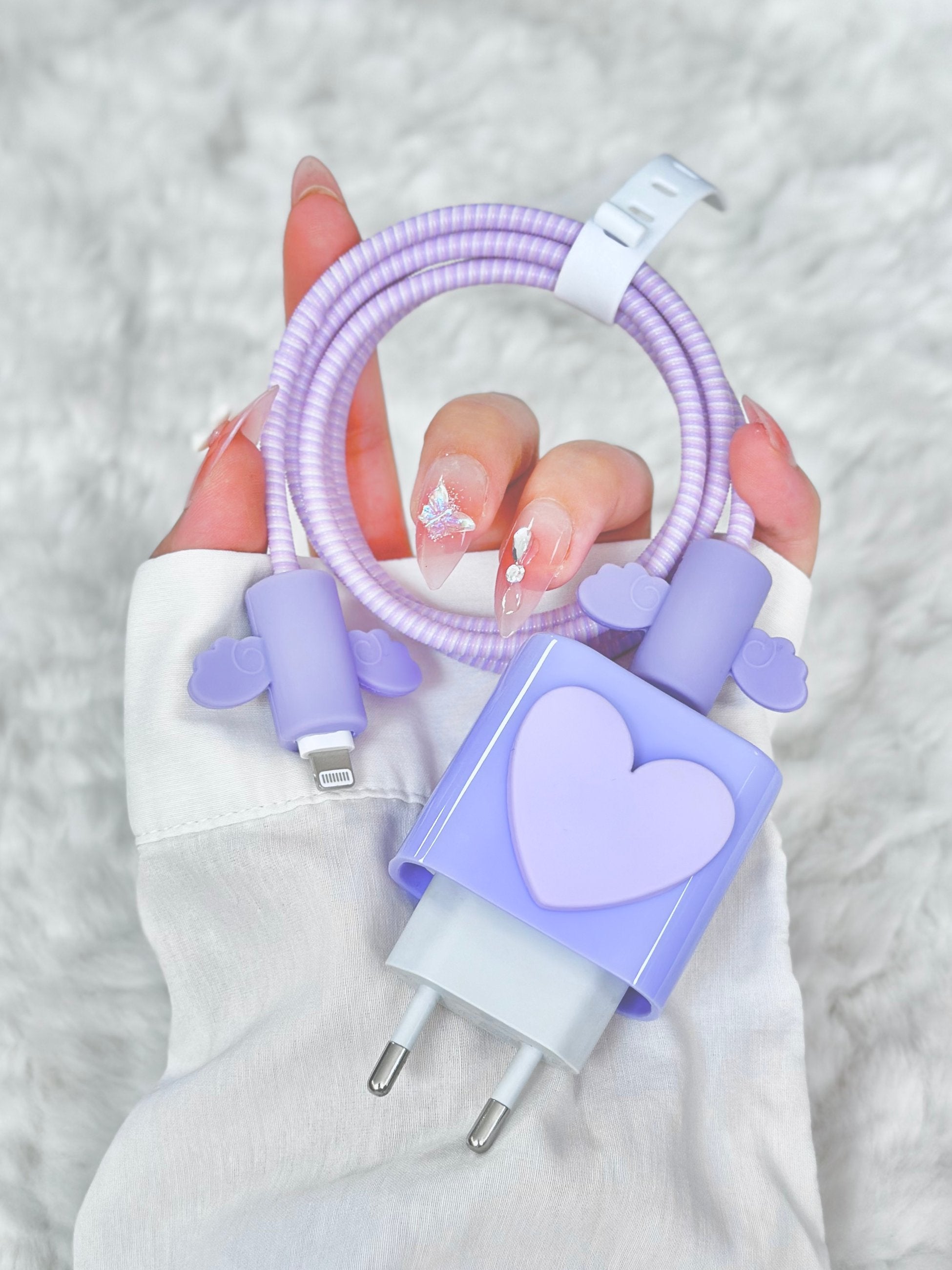 iPhone 18W/20W Uyumlu Şarj Kılıfı Mor Kalp