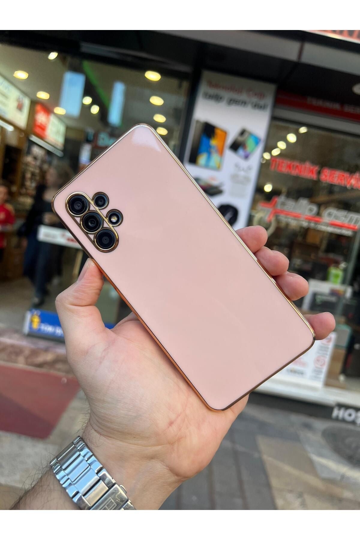 Samsung A13 4g Gold Kenarlı Parlak Kamera Korumalı Bark Kılıf