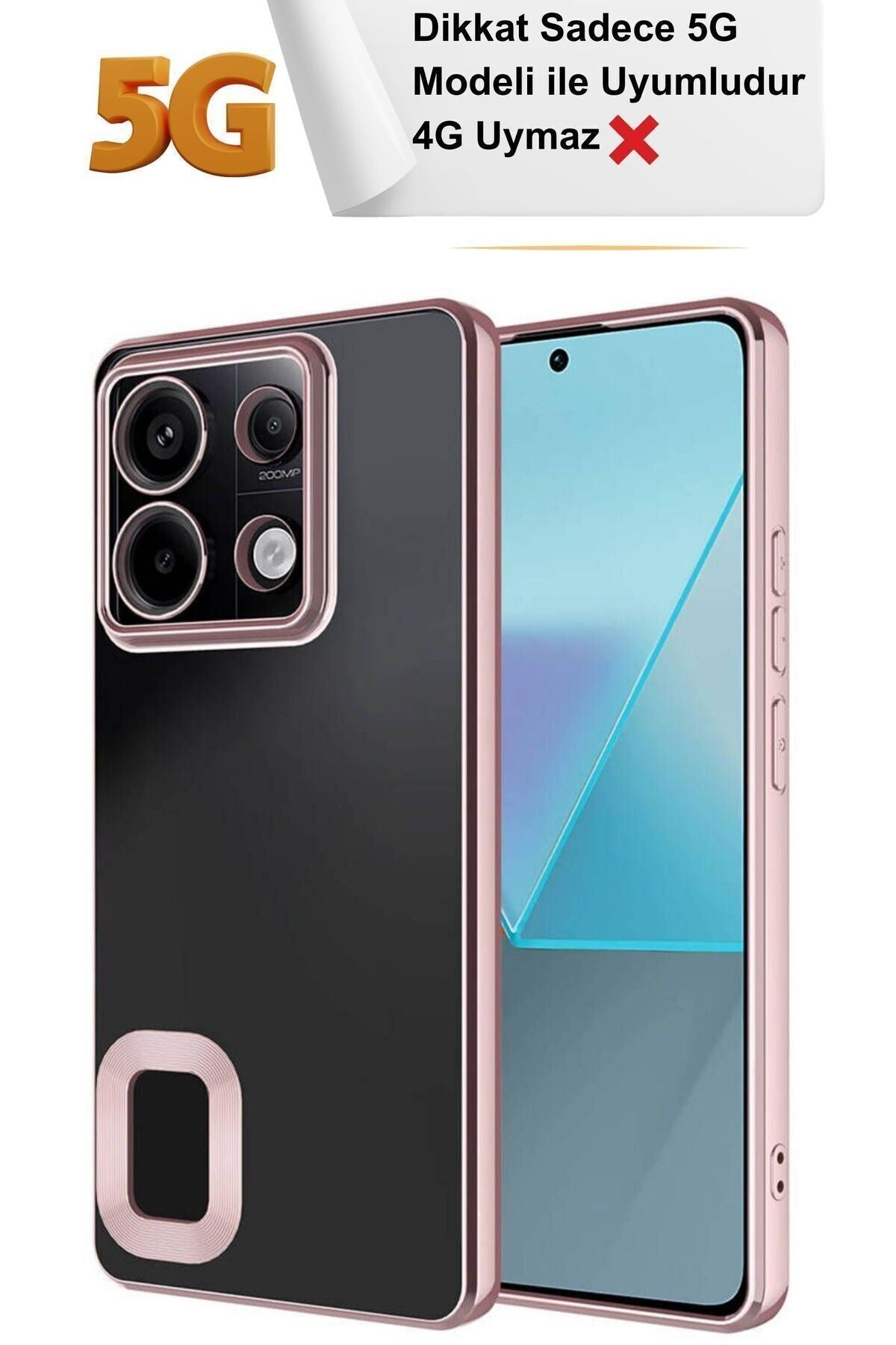 Xiaomi Redmi Note 13 Pro 5G Kamera Korumalı Arkası Şeffaf Kenarları Renkli Logo Gösteren Megavip