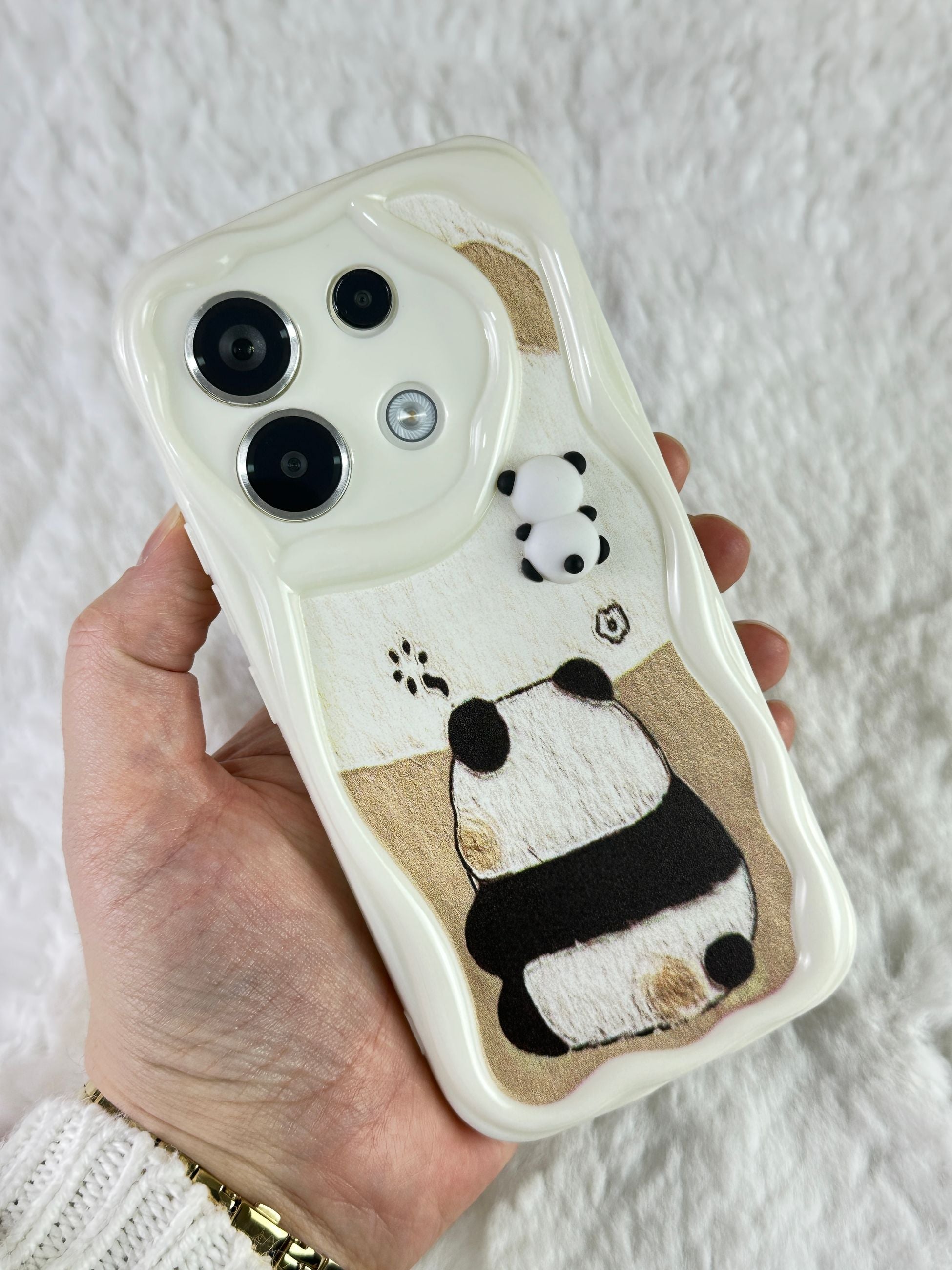 Redmi Note 13 Pro 4G Sevimli Ayıcık Panda Desenli 3 Boyutlu Şirin Parlak Tasarım Panda Kılıf