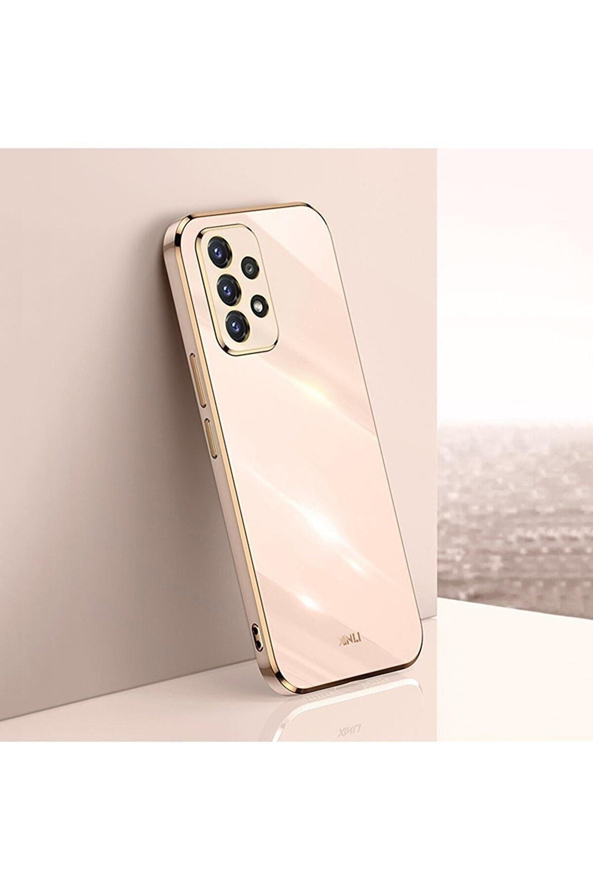 Samsung A73 Gold Kenarlı Parlak Kamera Korumalı Bark Kılıf