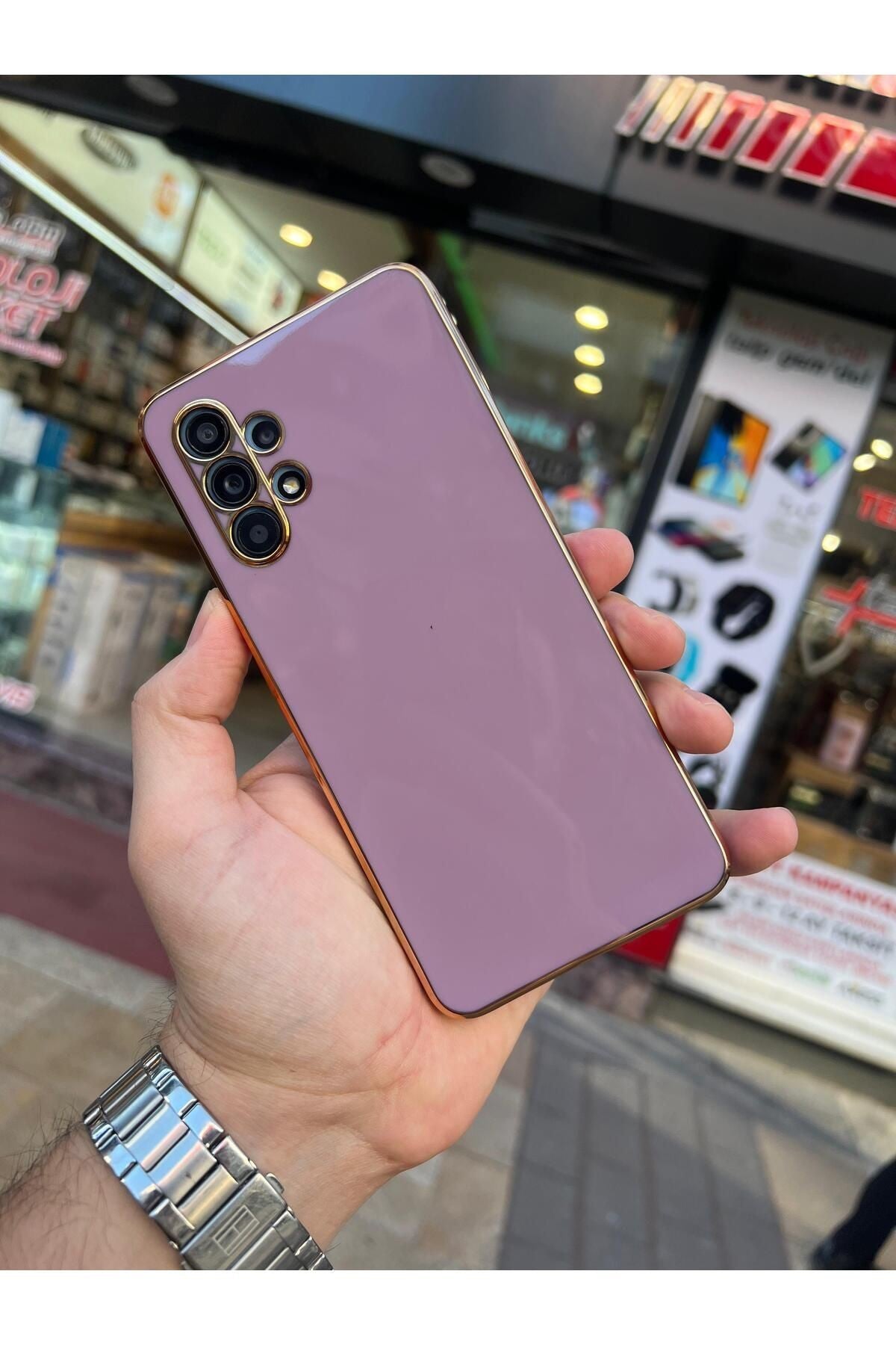 Samsung A13 4g Gold Kenarlı Parlak Kamera Korumalı Bark Kılıf