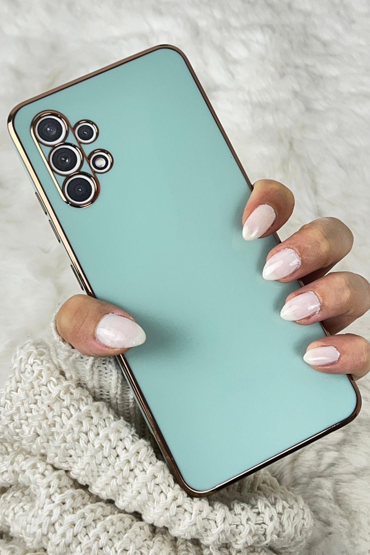 Samsung A32 4g Gold Kenarlı Parlak Kamera Korumalı Bark Kılıf