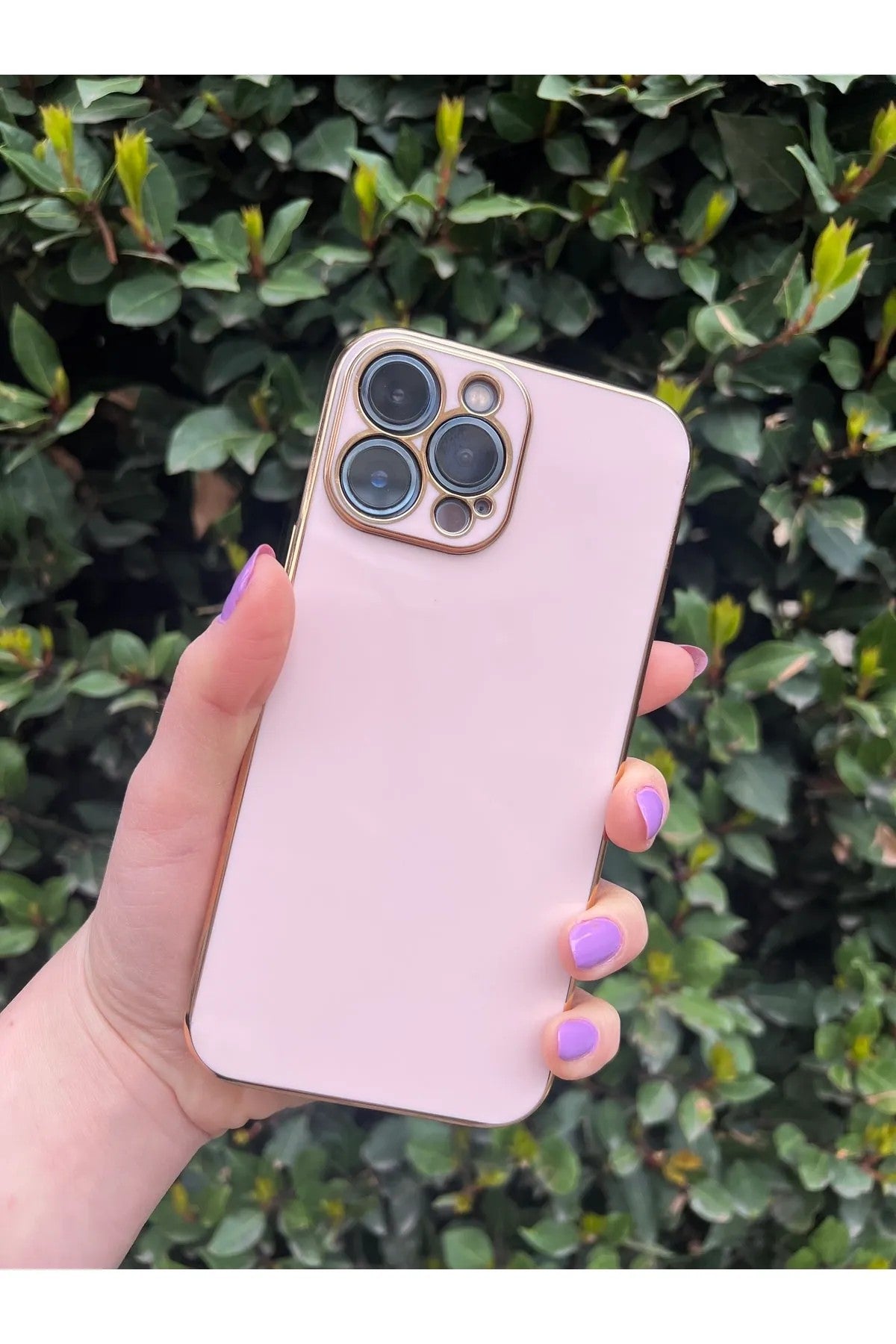 iPhone 13 Pro Max Gold Kenarlı Parlak Bark Kılıf