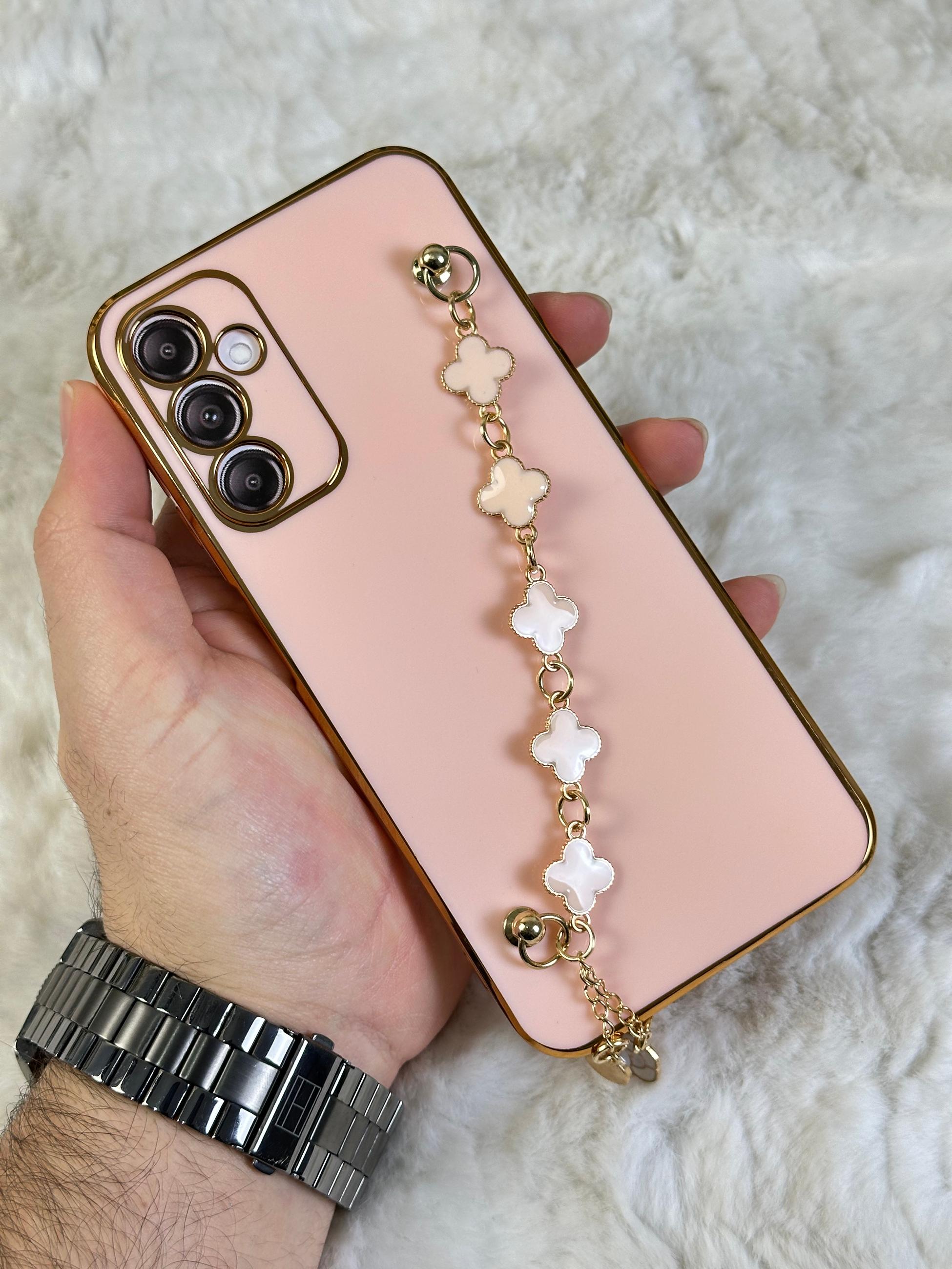 Samsung Galaxy A34 Gold Kenarlı Parlak Kamera Korumalı Elçek Kılıf