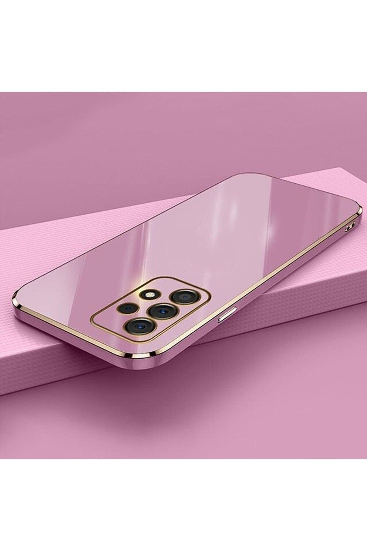 Samsung A73 Gold Kenarlı Parlak Kamera Korumalı Bark Kılıf