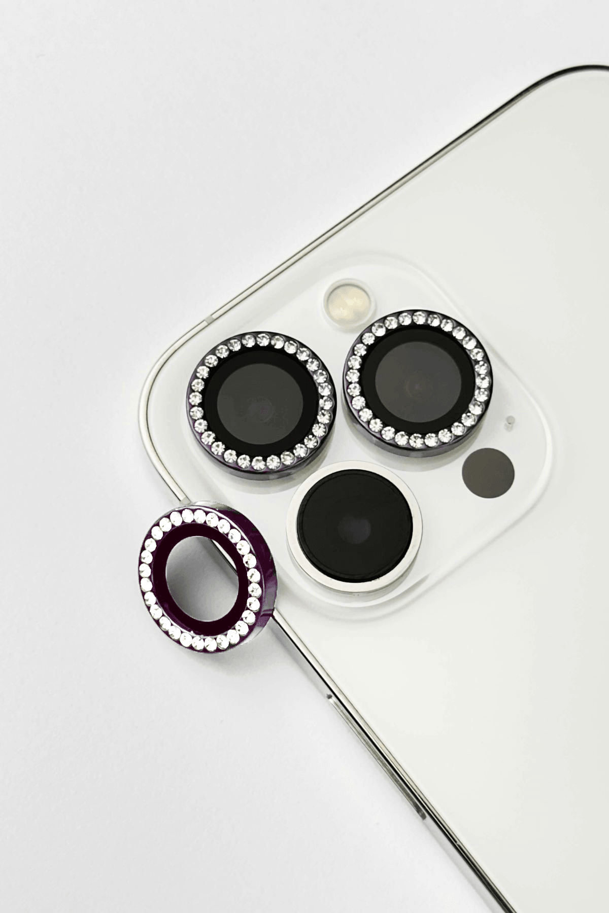 iPhone 13 Pro Max ve 13 Pro Uyumlu Swarovski Taşlı Kamera Lens Koruyucu