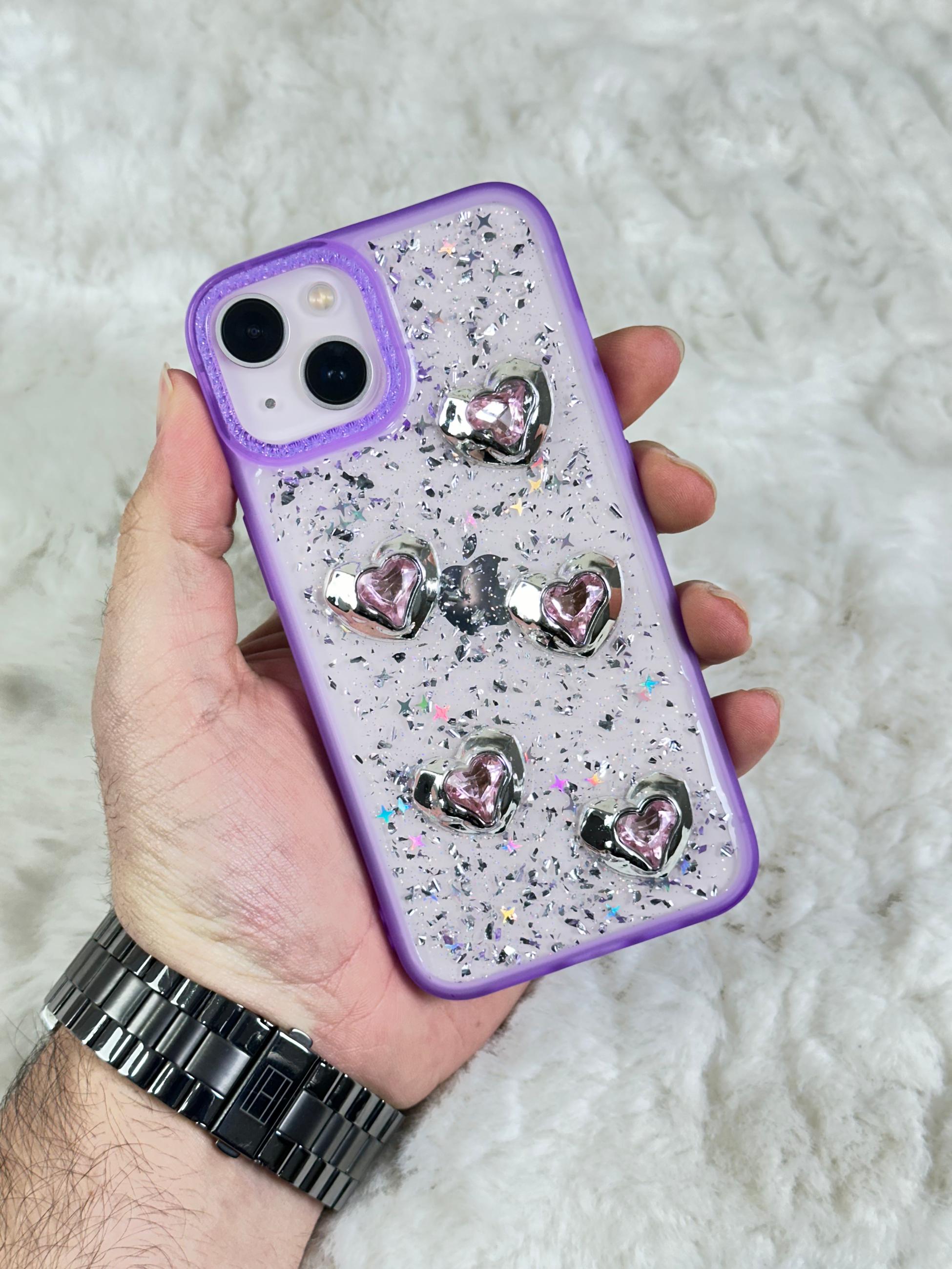 iPhone 13 Şeffaf Parlak Taşlı Glitter Kılıf