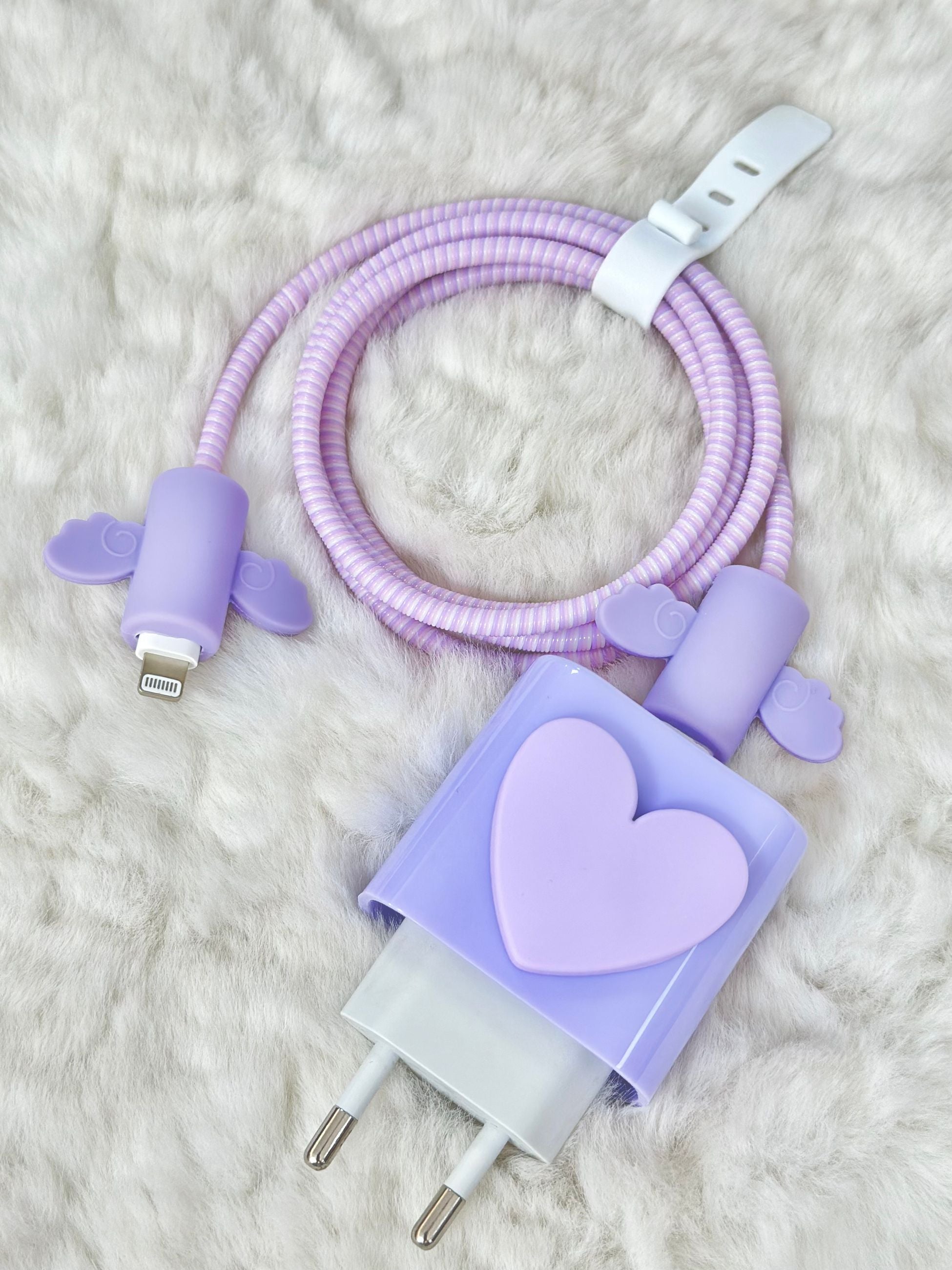 iPhone 18W/20W Uyumlu Şarj Kılıfı Mor Kalp