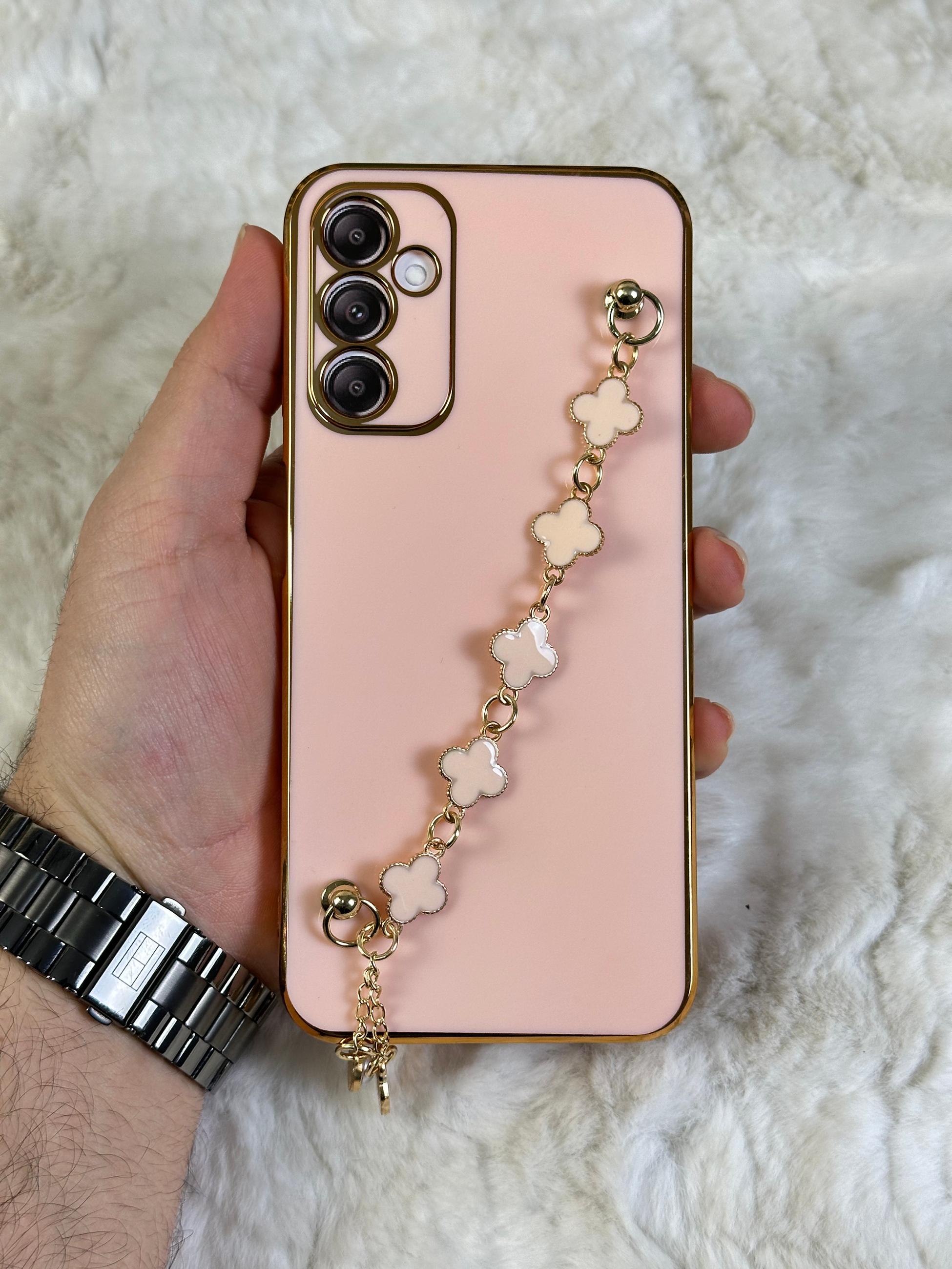 Samsung Galaxy A34 Gold Kenarlı Parlak Kamera Korumalı Elçek Kılıf