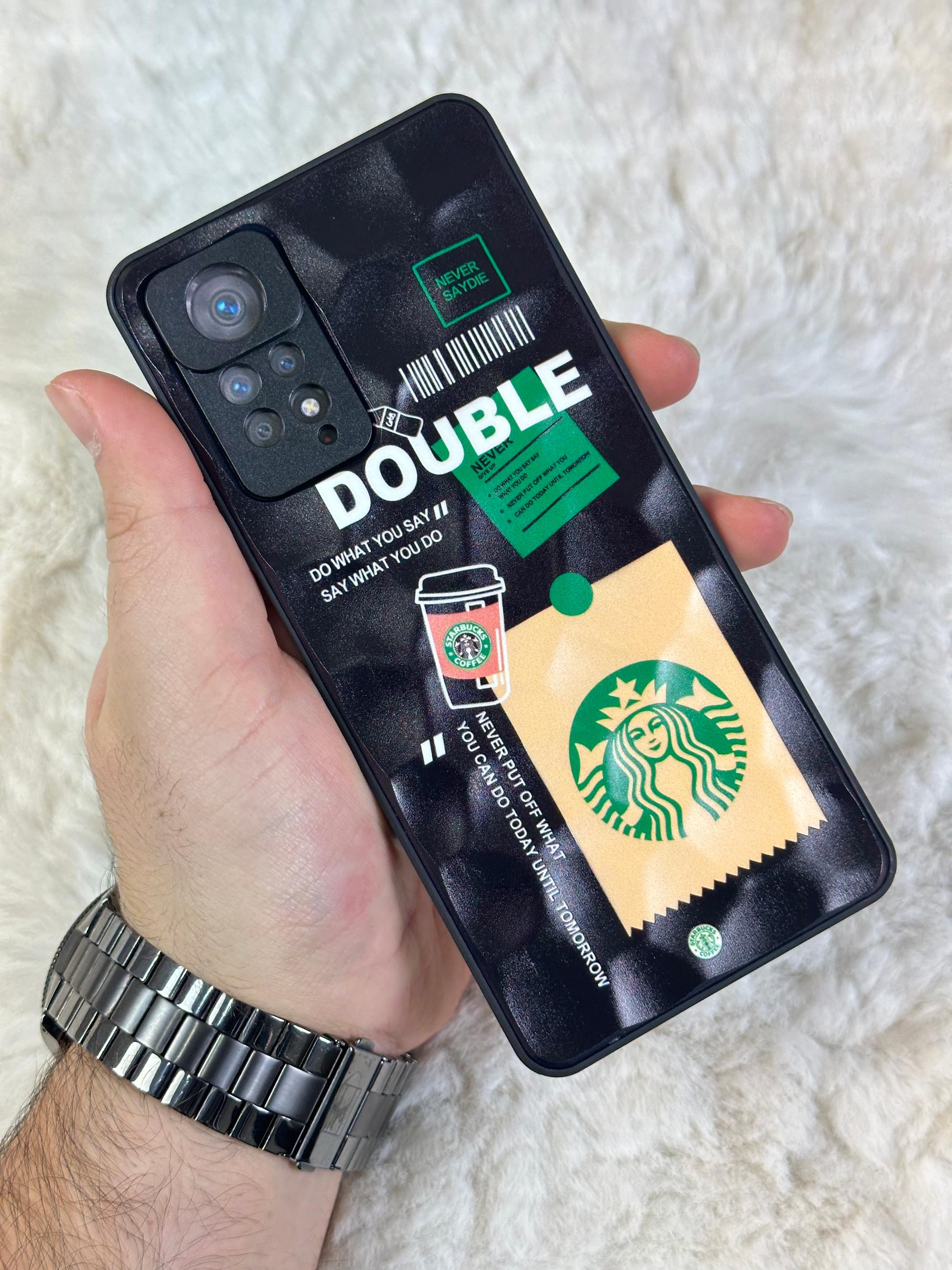 Xiaomi Note 11 Pro uyumlu Arkası Sert Kapaklı Yanları Silikonlu Starbucks-Nike Kılıf