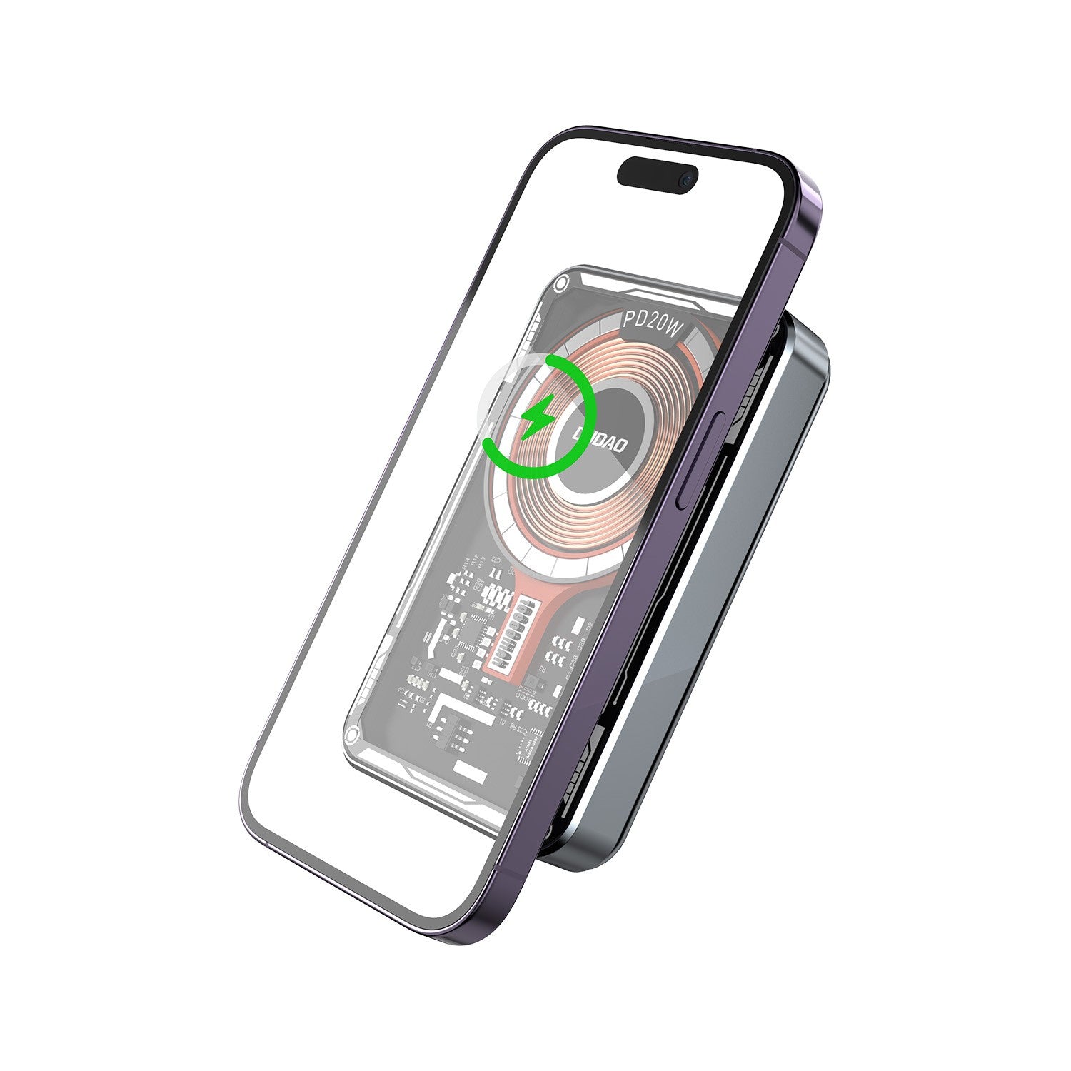 DUDAO TGK1 Transparan Yüzeyli Kablosuz 15W Magsafe Özellikli Powerbank