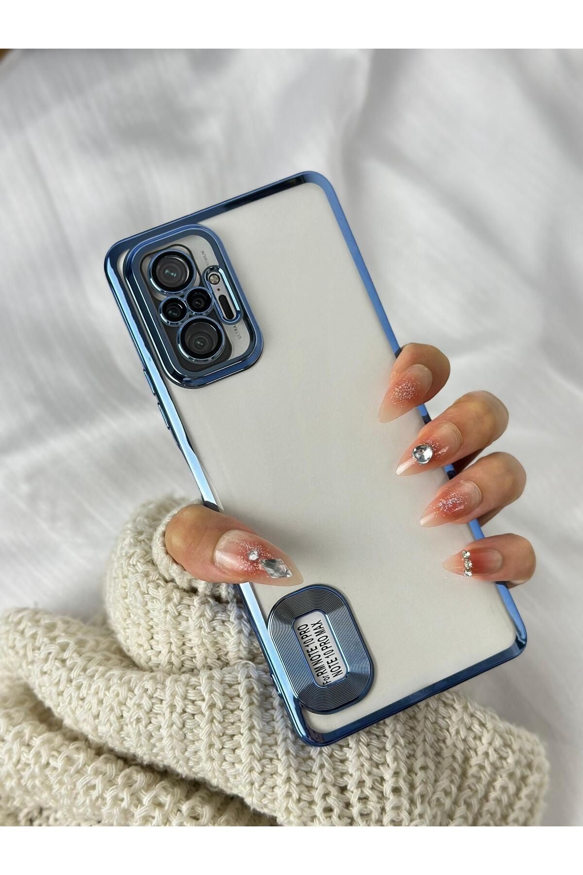 Xiaomi Redmi Note 10 Pro Logo Detaylı Kenarları Renkli Kamera Korumalı Luxury Megavip Kılıf