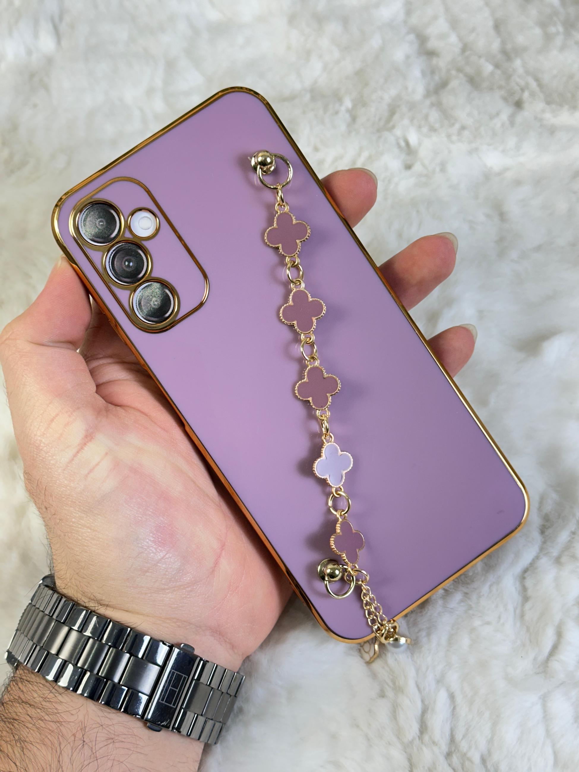 Samsung Galaxy A34 Gold Kenarlı Parlak Kamera Korumalı Elçek Kılıf