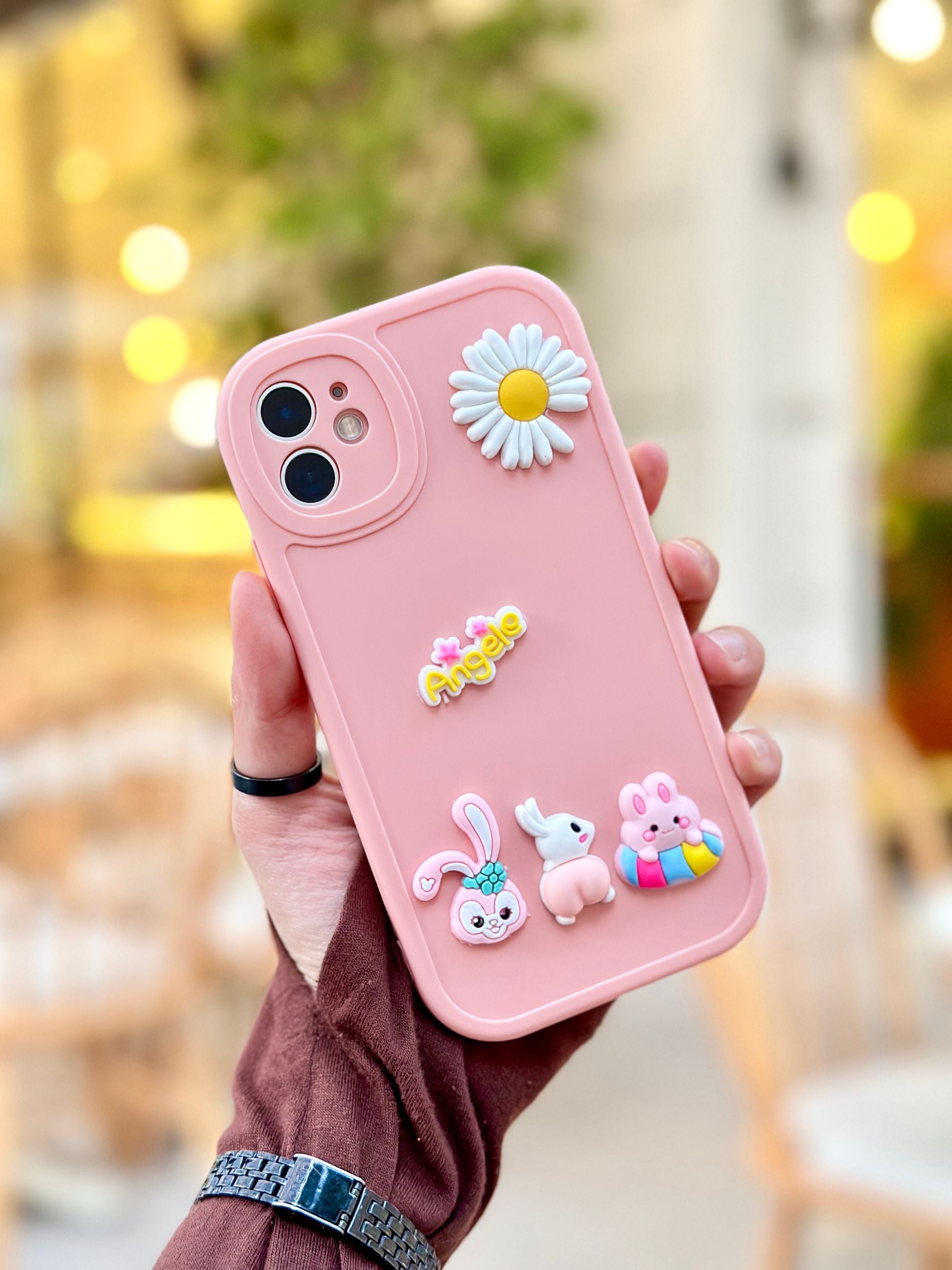 iPhone 12 Ayıcık Desenli Sevimli 3 Boyutlu Tatlı Şirin Kamera Korumalı Silikon Shape Kılıf