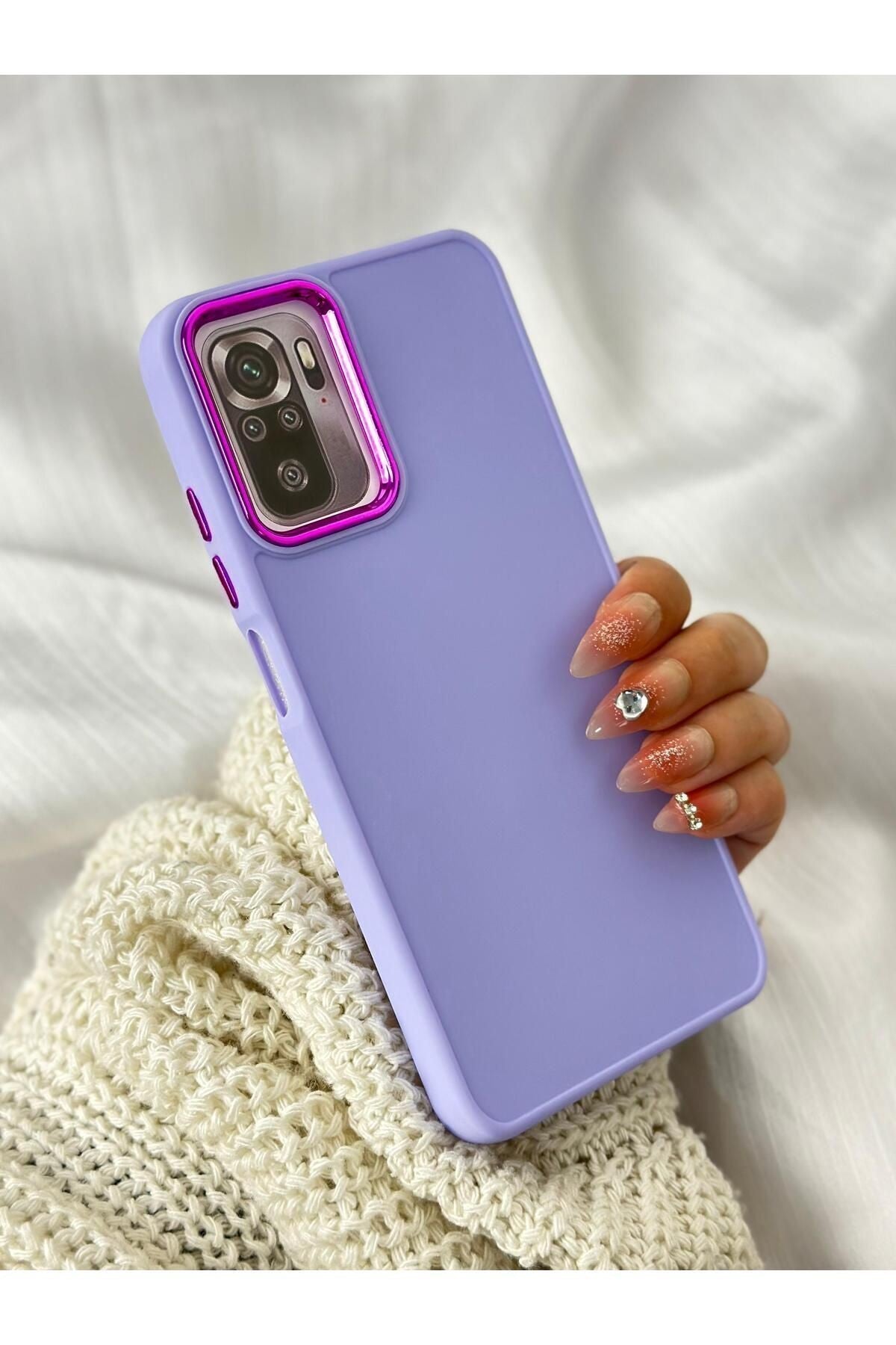 Xiaomi Redmi Note 10 / 10s Parlak Metal Detaylı Tuşu Kolay Basmalı Lansman Pastel Silikon Ruby Kılıf