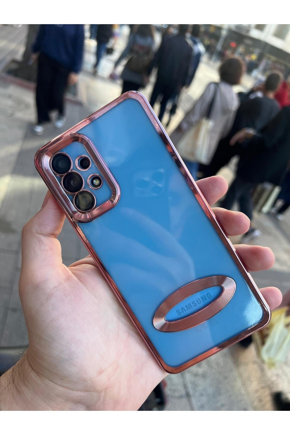 Samsung A23 Kılıf Logo Detaylı Kenarları Renkli Kamera Korumalı Luxury Megavip Kılıf