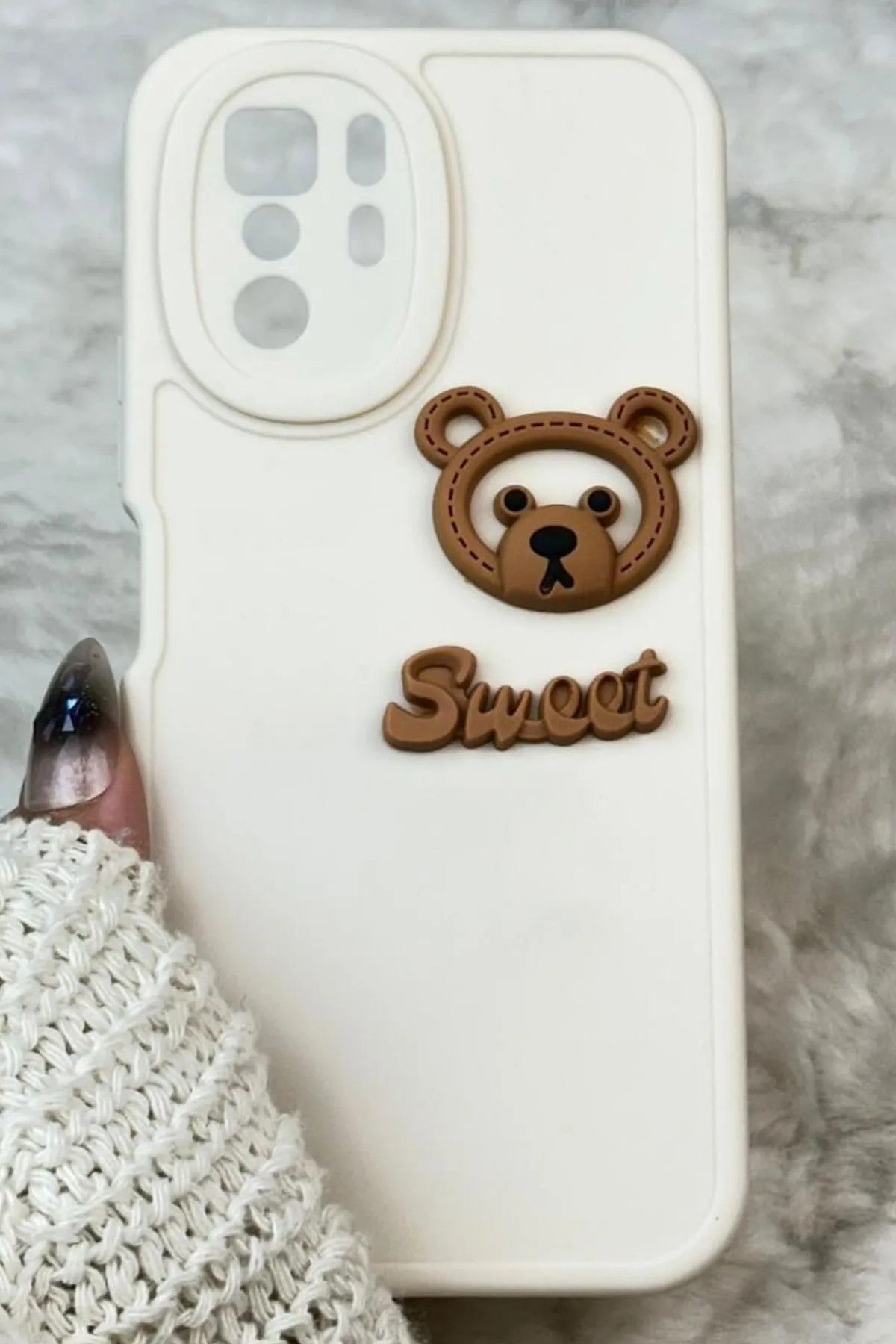 Xiaomi Redmi Note 10 Pro Ayıcık Desenli Sevimli 3 Boyutlu Tatlı Şirin Kamera Korumalı Silikon Shape Kılıf