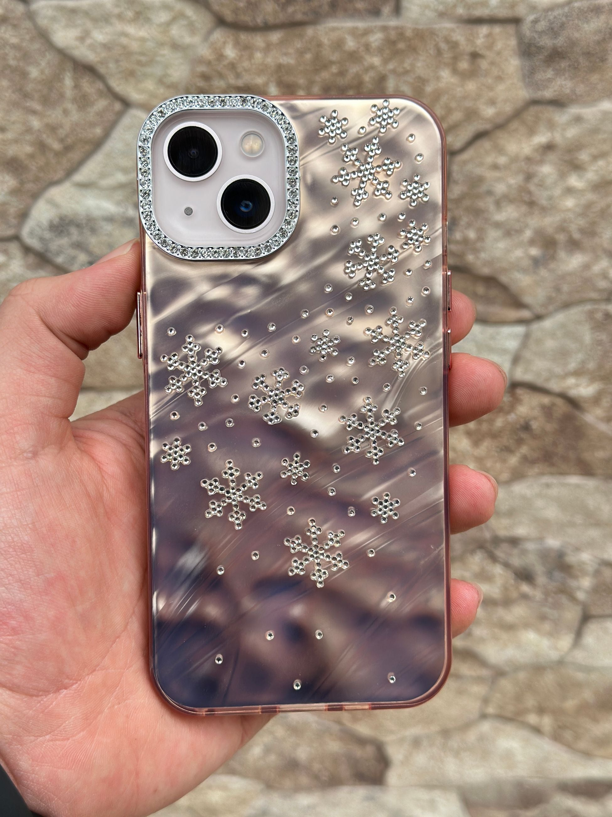 iPhone 13 Kar Tanesi Boncuklu Parlak Hologramlı Glare Kılıf