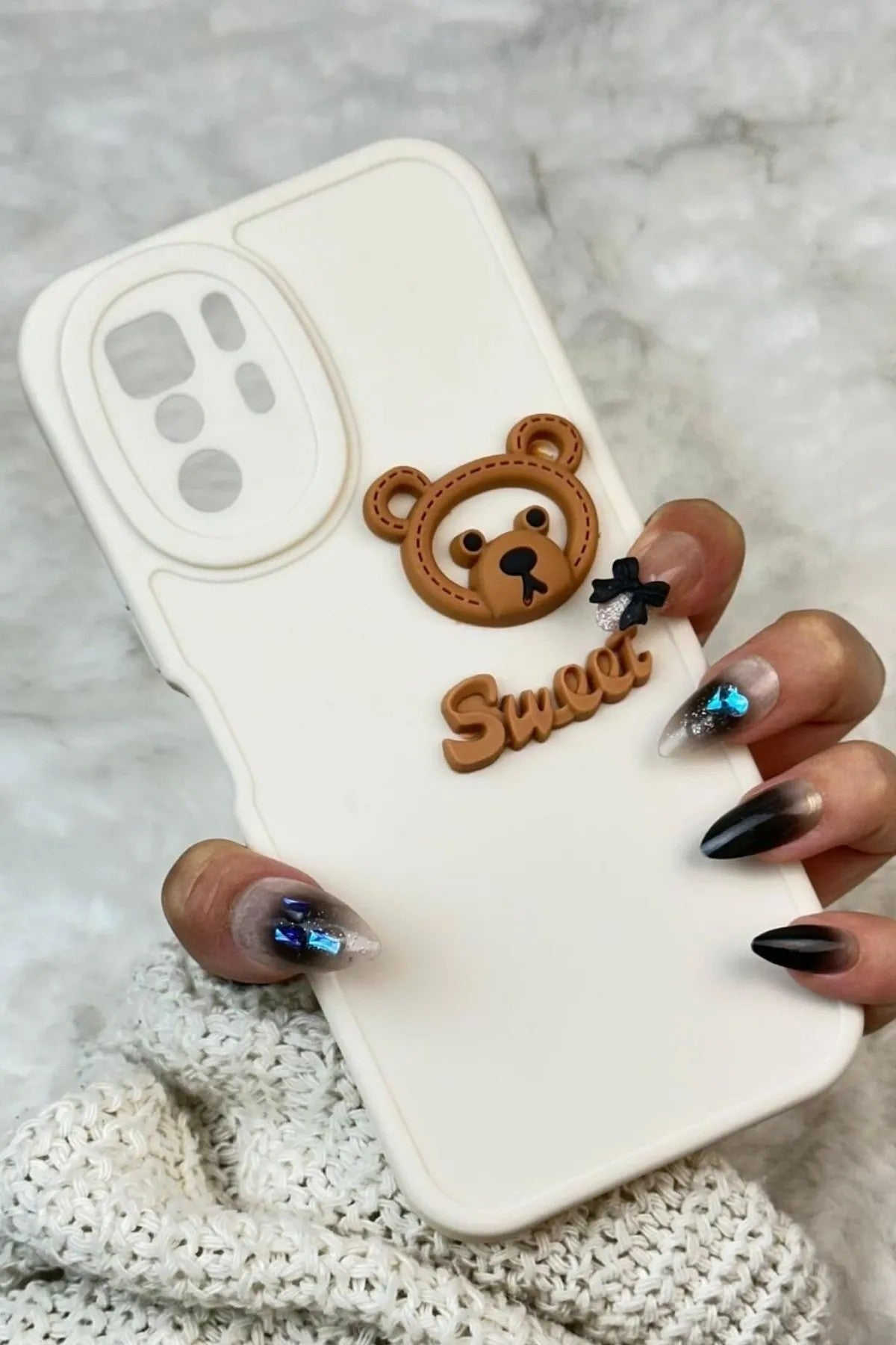 Xiaomi Redmi Note 10 Pro Ayıcık Desenli Sevimli 3 Boyutlu Tatlı Şirin Kamera Korumalı Silikon Shape Kılıf