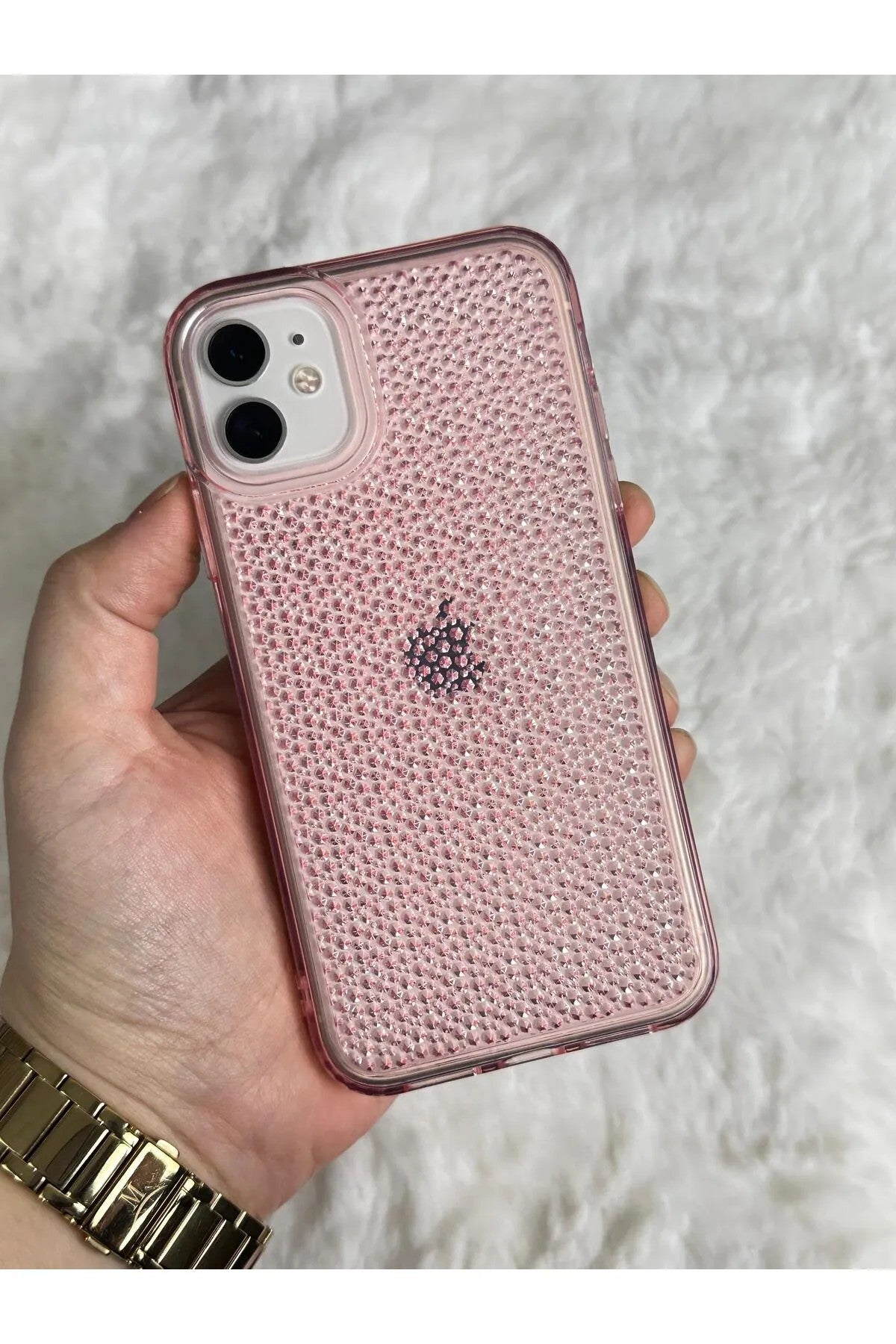 iPhone 11 Şeffaf Renkli Airbagli Parlak Taşlı Tasarımlı Snow Kılıf