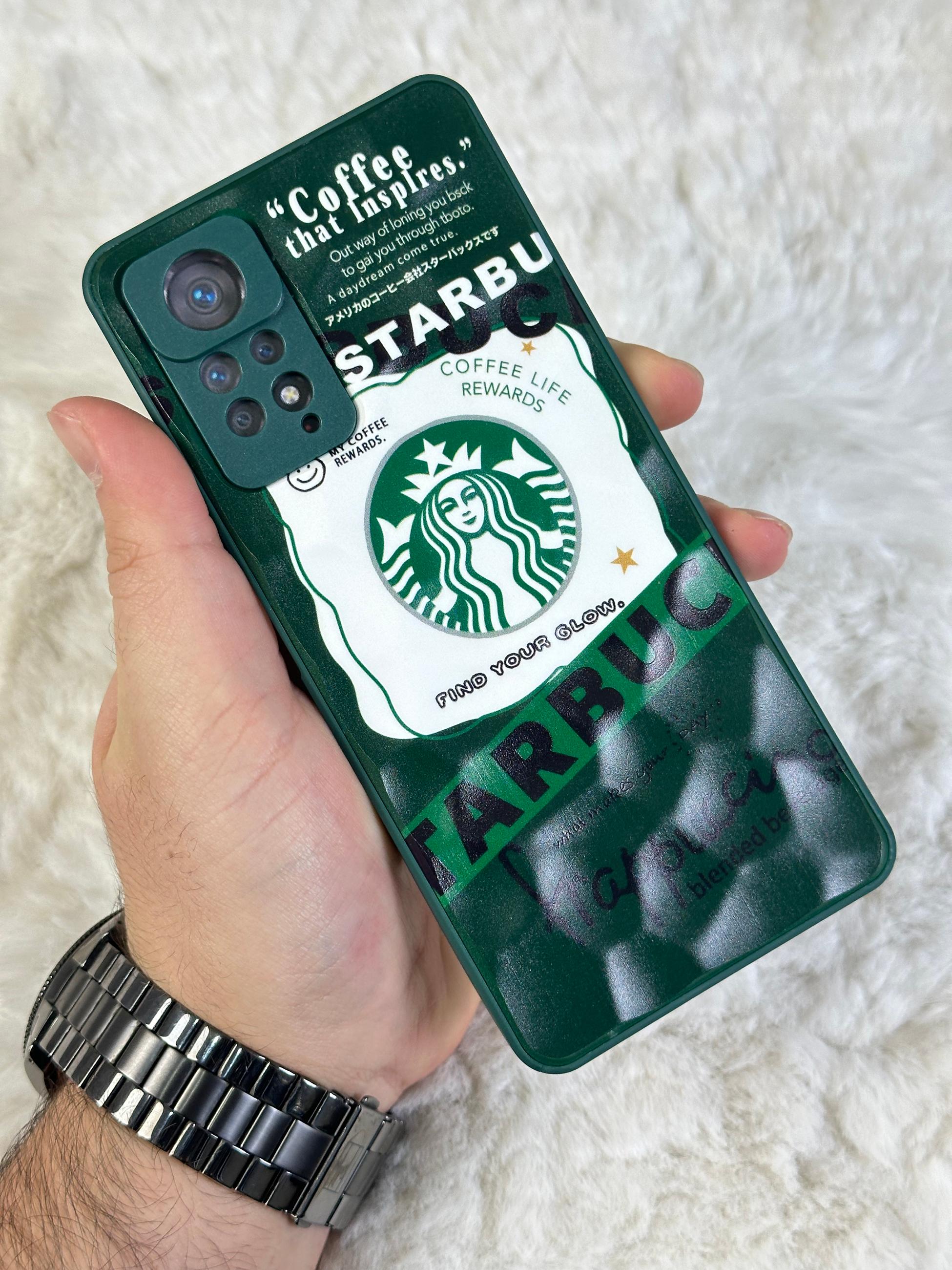 Xiaomi Note 11 Pro uyumlu Arkası Sert Kapaklı Yanları Silikonlu Starbucks-Nike Kılıf