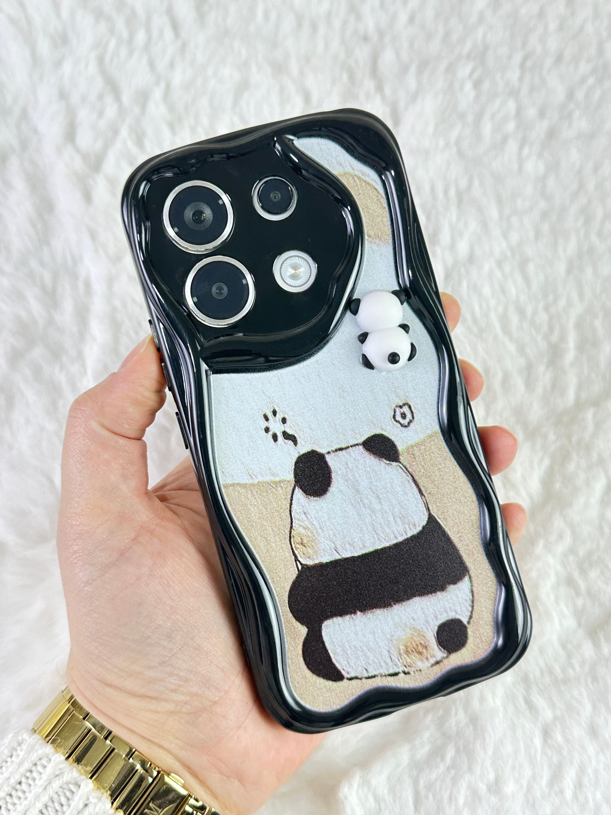 Redmi Note 13 Pro 4G Sevimli Ayıcık Panda Desenli 3 Boyutlu Şirin Parlak Tasarım Panda Kılıf