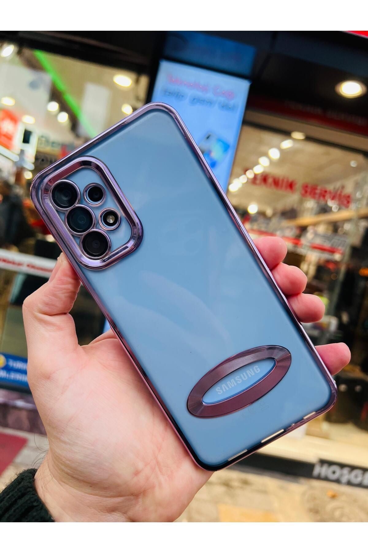 Samsung Galaxy A34 Logo Detaylı Kenarları Renkli Kamera Korumalı Luxury Megavip Kılıf