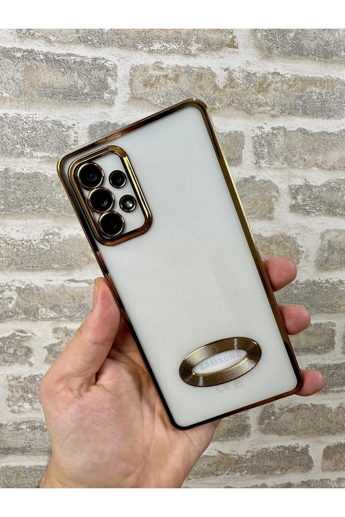 Samsung A72 Logo Detaylı Kenarları Renkli Kamera Korumalı Luxury MegaVip Kılıf