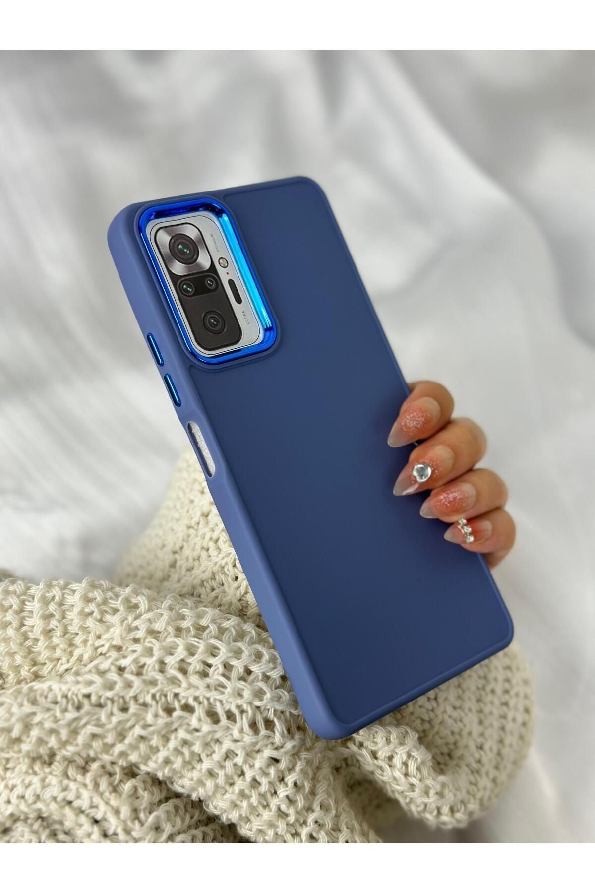 Xiaomi Redmi Note 10 Pro Parlak Metal Detaylı Tuşu Kolay Basmalı Lansman Pastel Silikon Ruby Kılıf