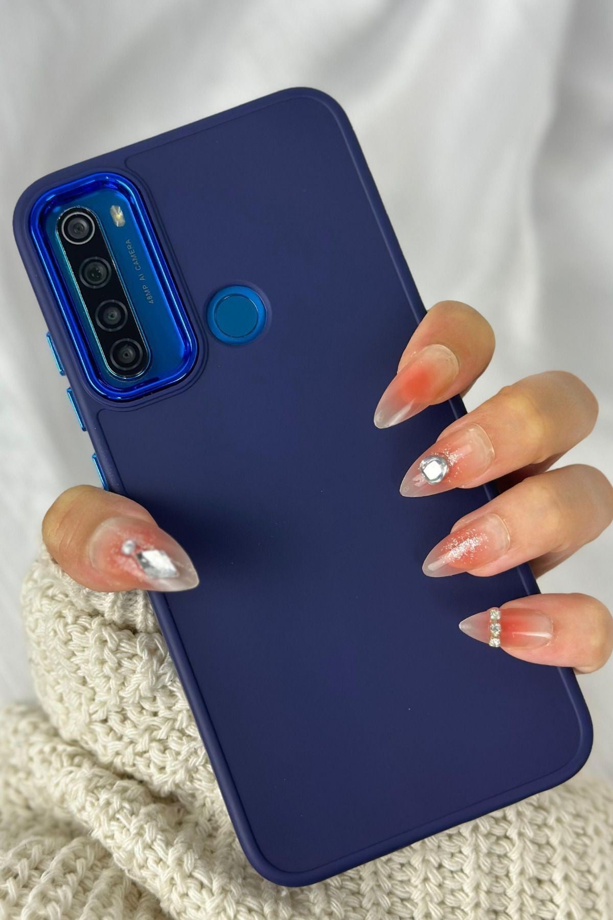 Xiaomi Redmi Note 8 Parlak Metal Detaylı Tuşu Kolay Basmalı Lansman Pastel Silikon Ruby Kılıf